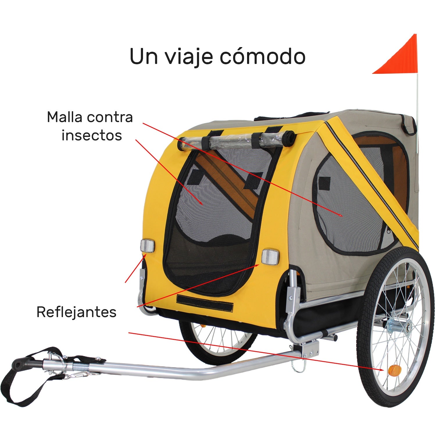 Remolque Carrito Para Bicicleta Niños Infaltil Mascotas 60kg Naranja