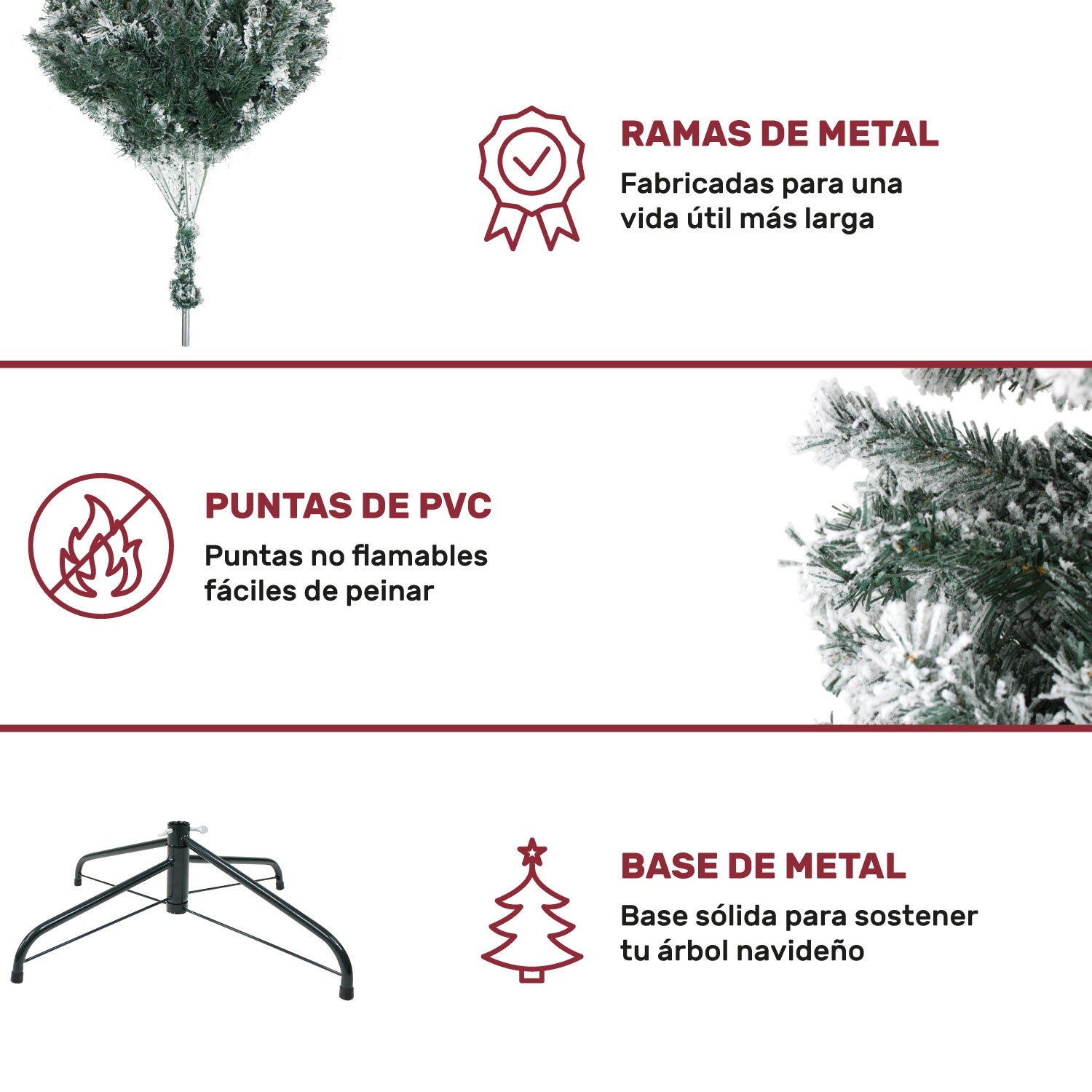 Arbol Navidad Nevado 180 Cm Luces Led Frondoso 600 Ramas