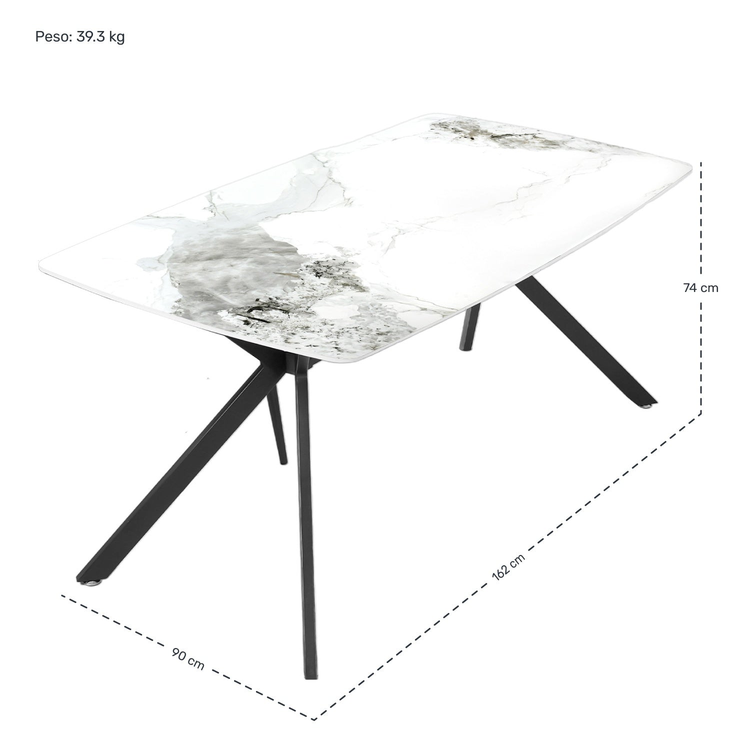 Mesa Comedor 6 Pers Marmol Granito Lujo Premium 162x90x74