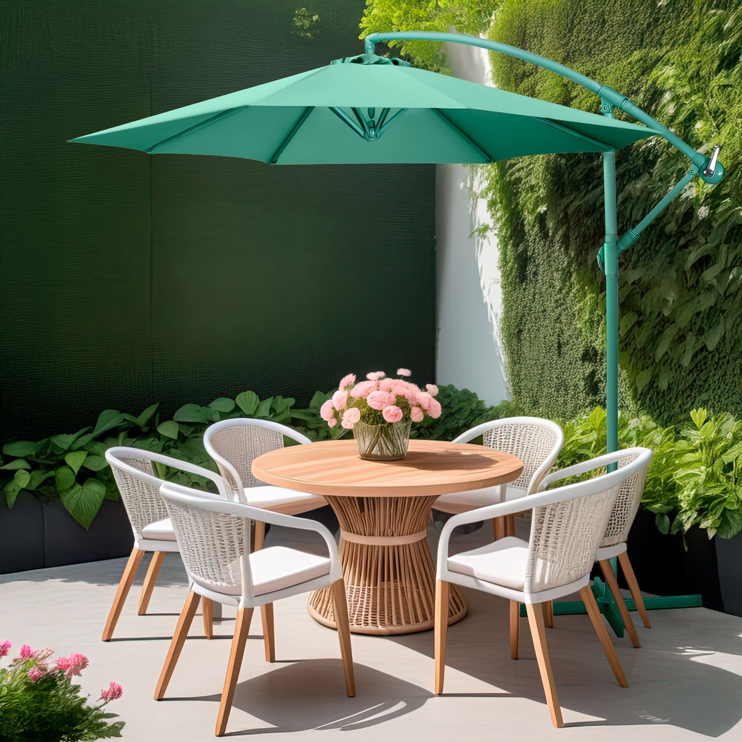 Sombrilla Moderna 2.9 M Jardin Exterior Playa Terraza Verde