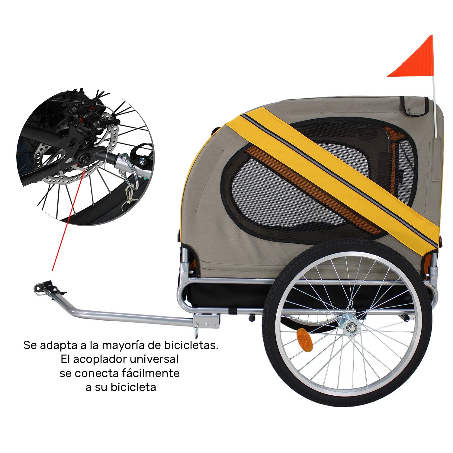 Remolque Carrito Para Bicicleta Niños Infaltil Mascotas 60kg Naranja