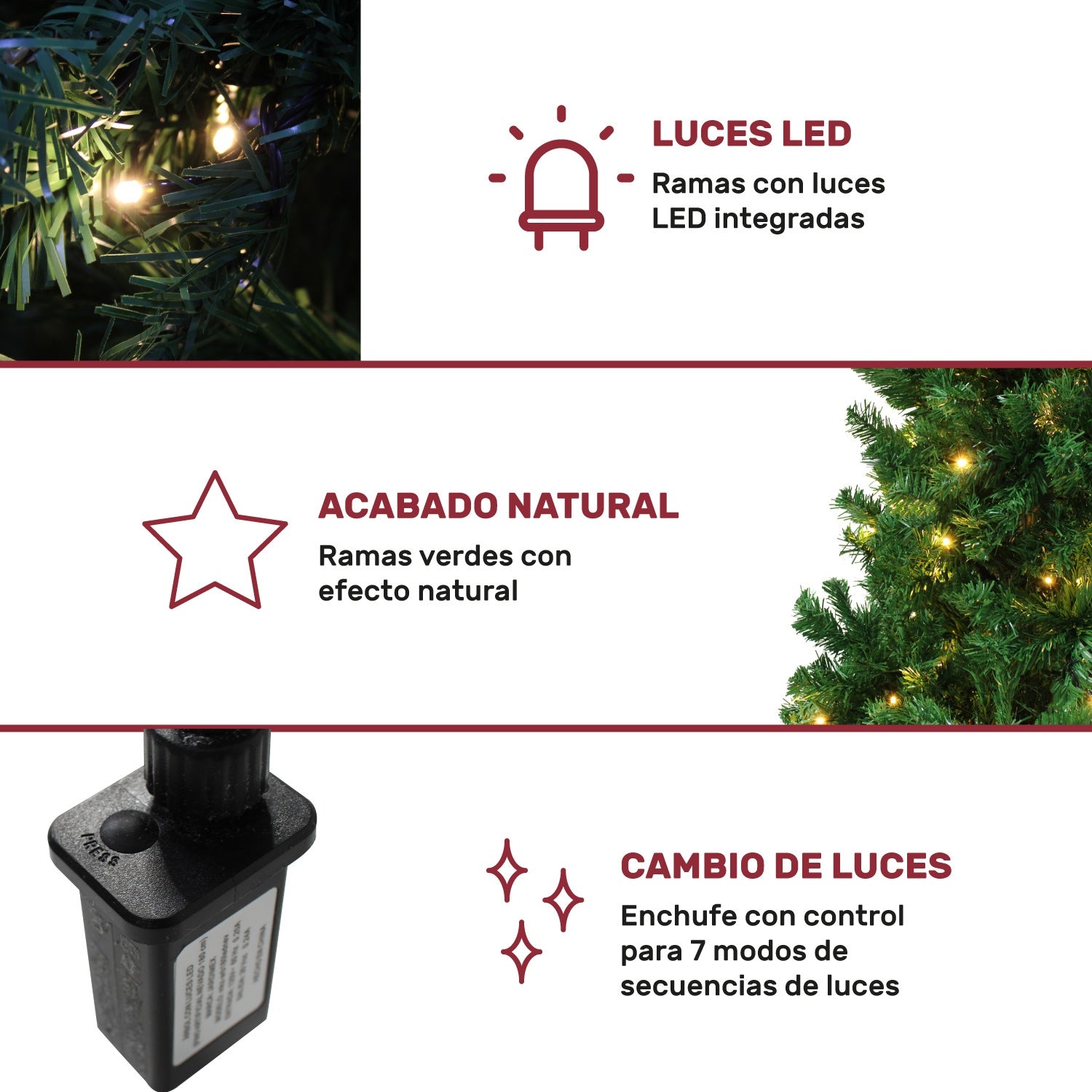 Arbol Navidad Verde Frondoso 2.20 Cm Luces Led 1104 Ramas