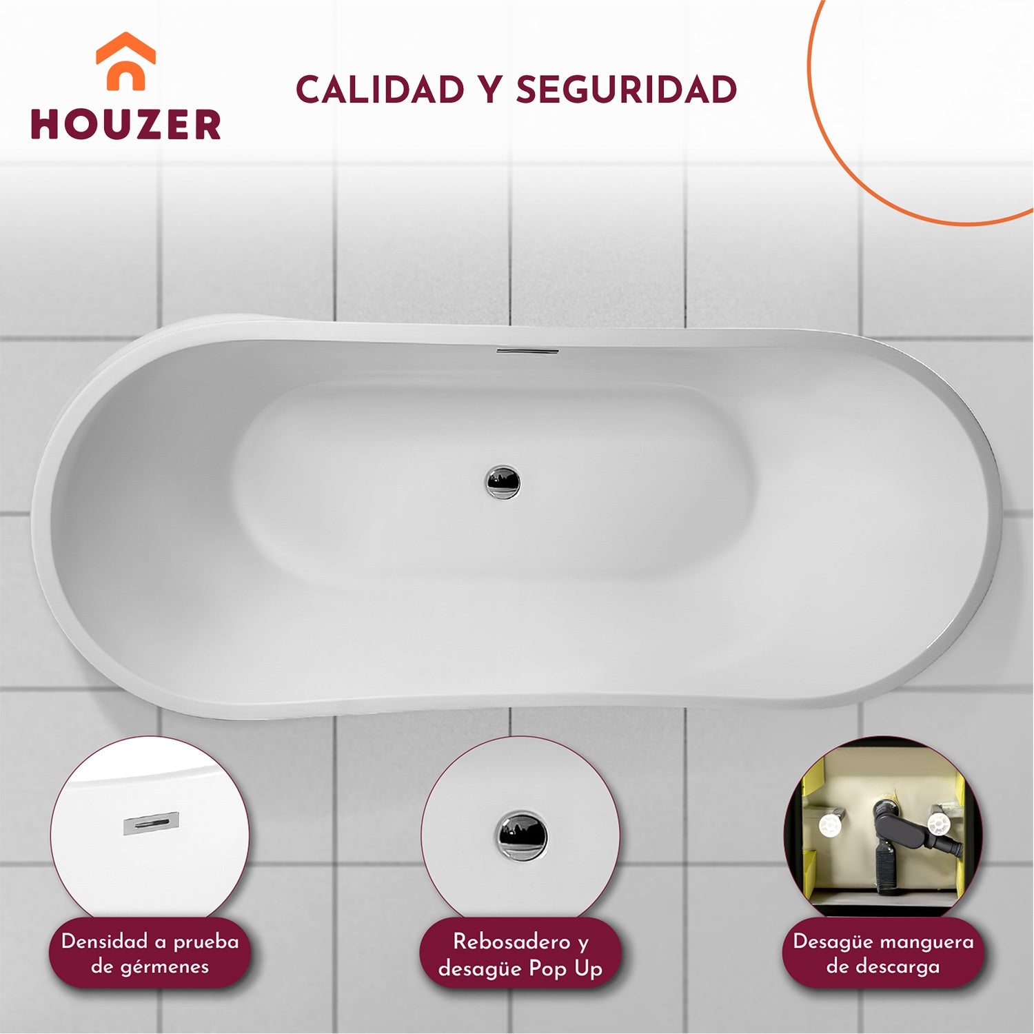 Tina Baño Fibra De Vidrio Bañera Lujo Teseo 170 X 72 X 70 Cm Color Negro