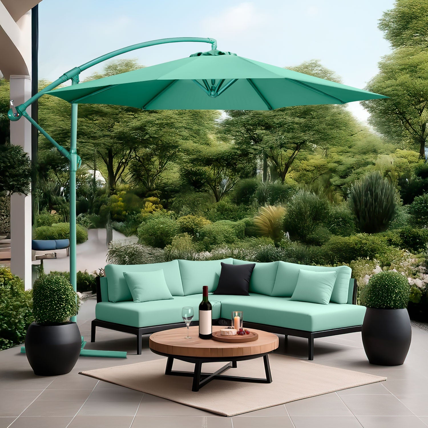 Sombrilla Moderna 2.9 M Jardin Exterior Playa Terraza Verde