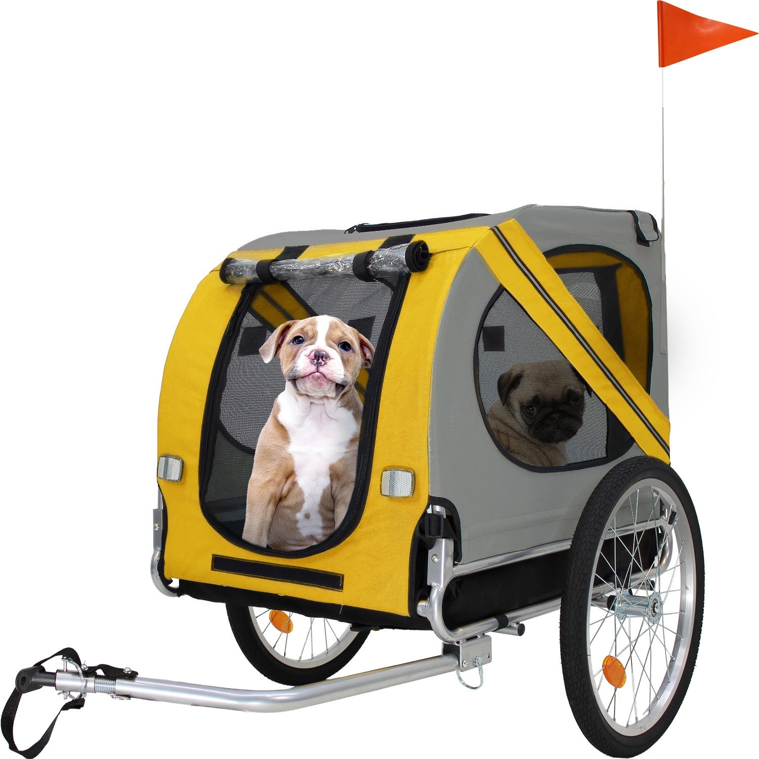 Remolque Carrito Para Bicicleta Niños Infaltil Mascotas 60kg Naranja