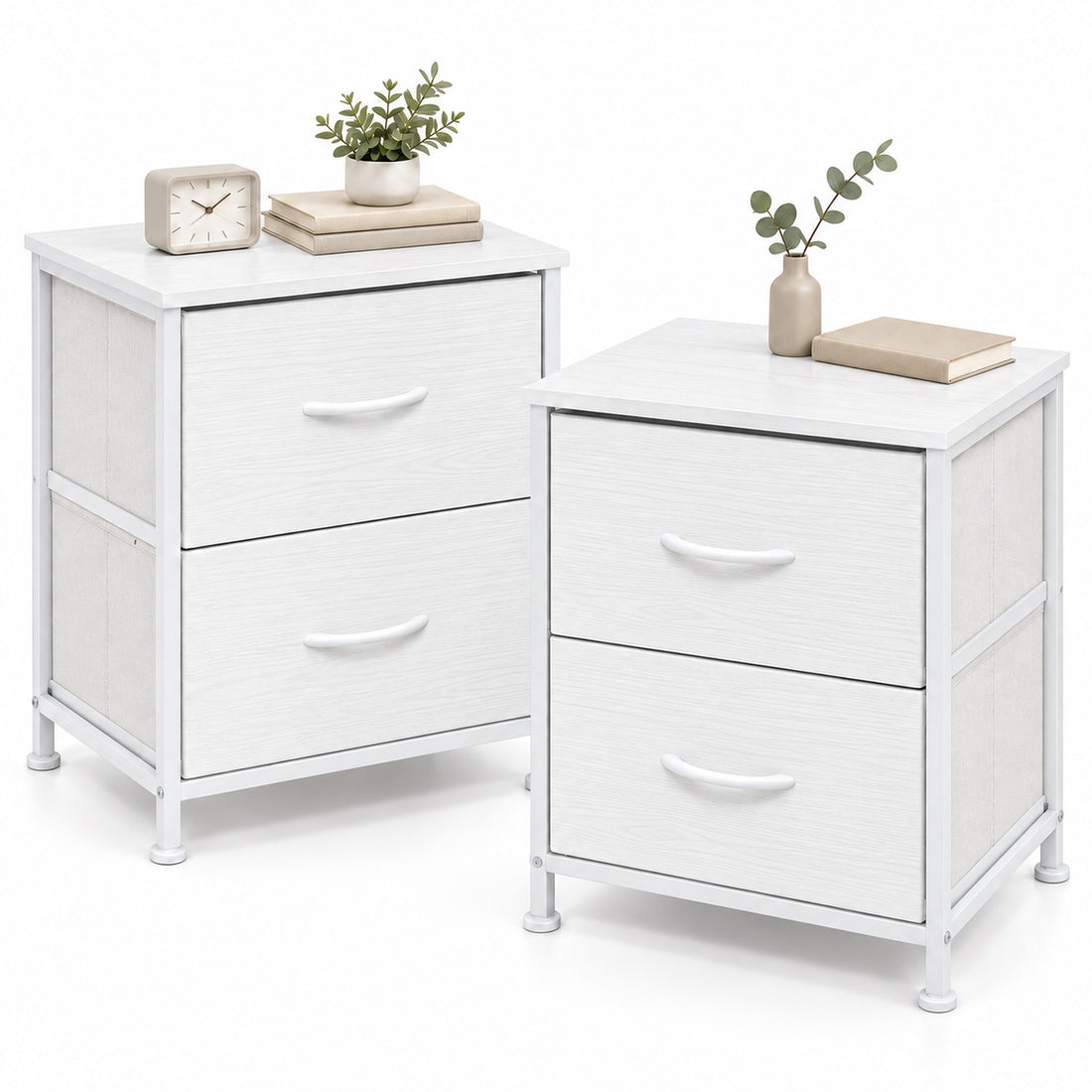 Set De 2 Buros Mesas De Noche 4 Cajones Organizador Acero Nordico