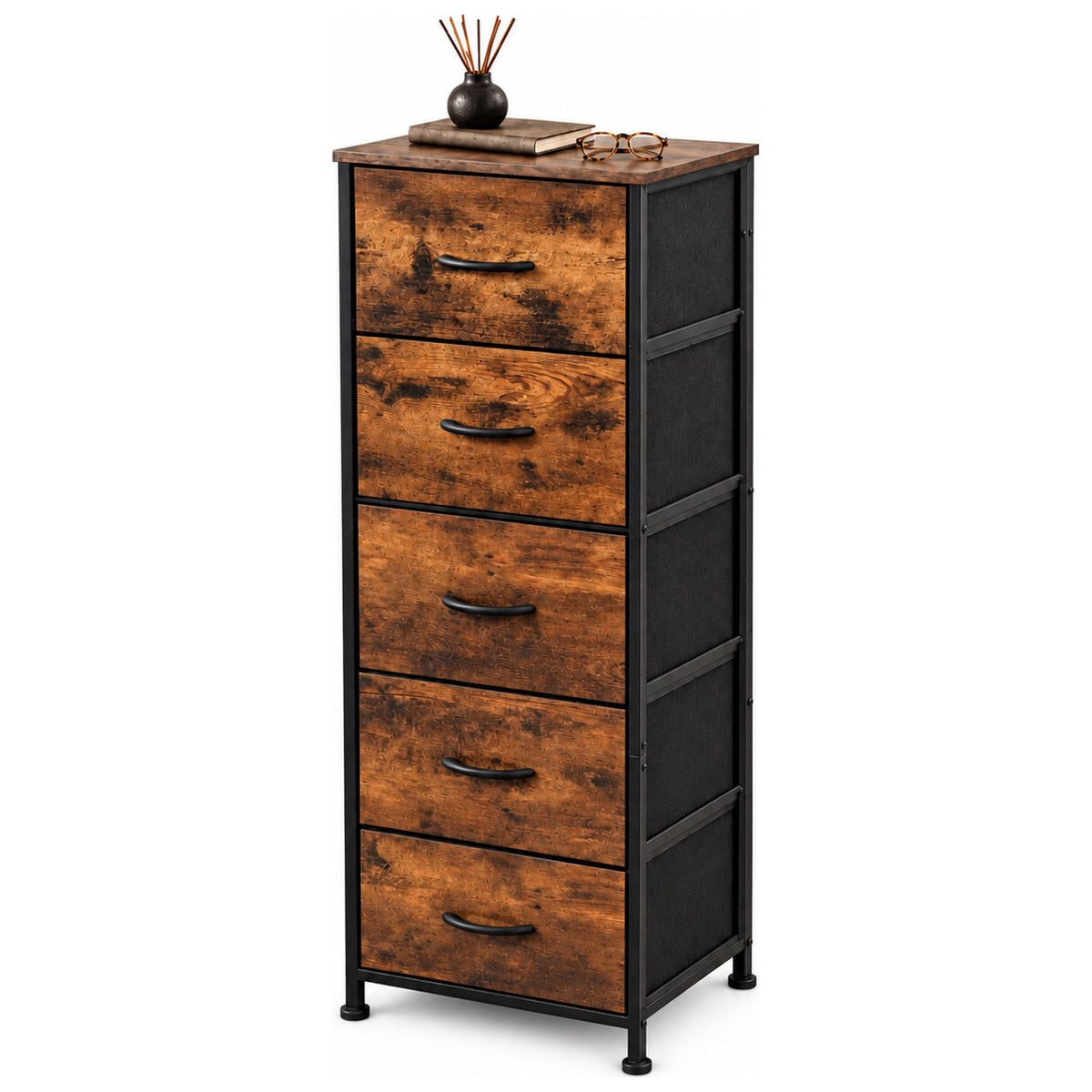 Comoda Cajonera Vertical 5 Cajones Acero Repisa Organizador Country