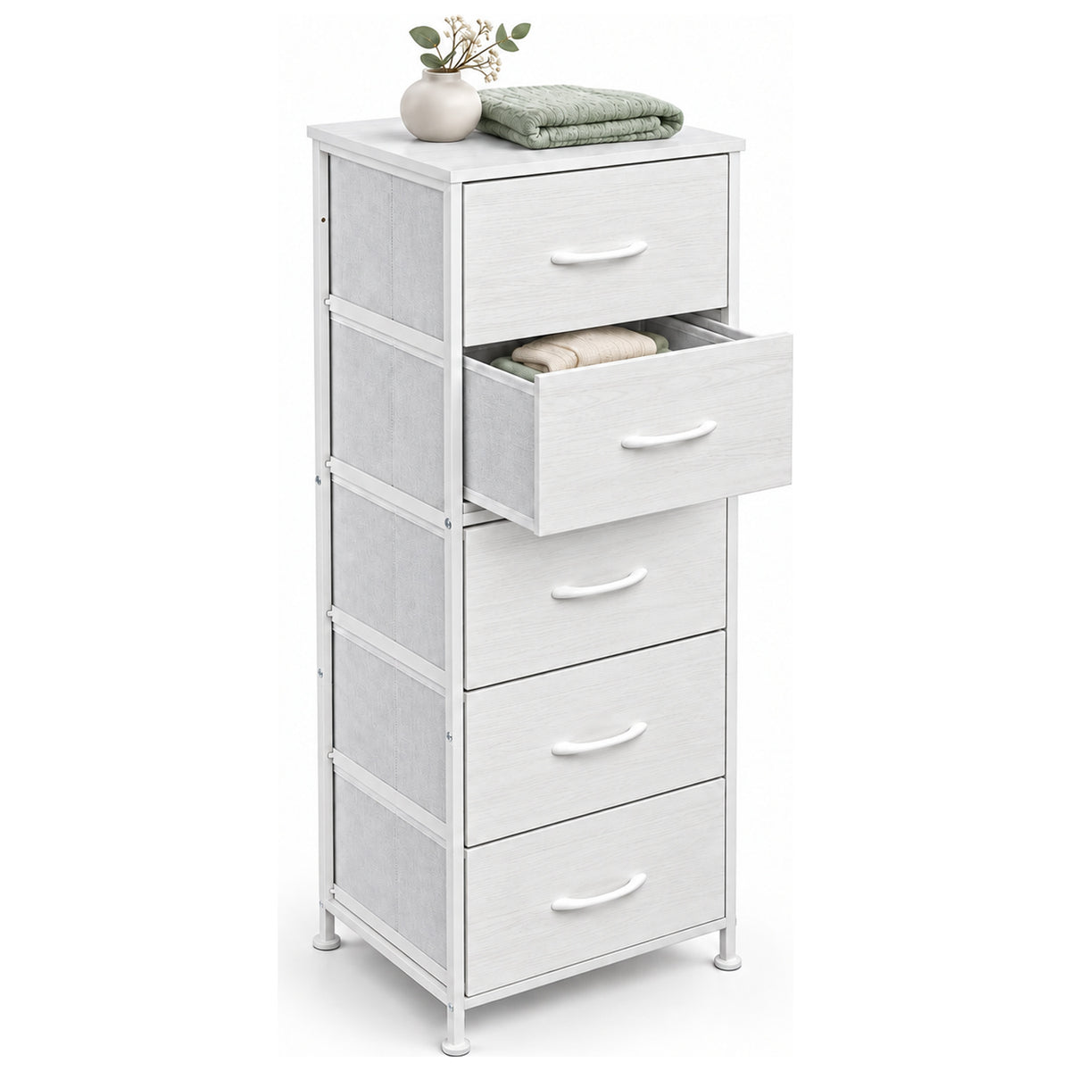 Comoda Cajonera Vertical 5 Cajones Acero Repisa Organizador Nórdico