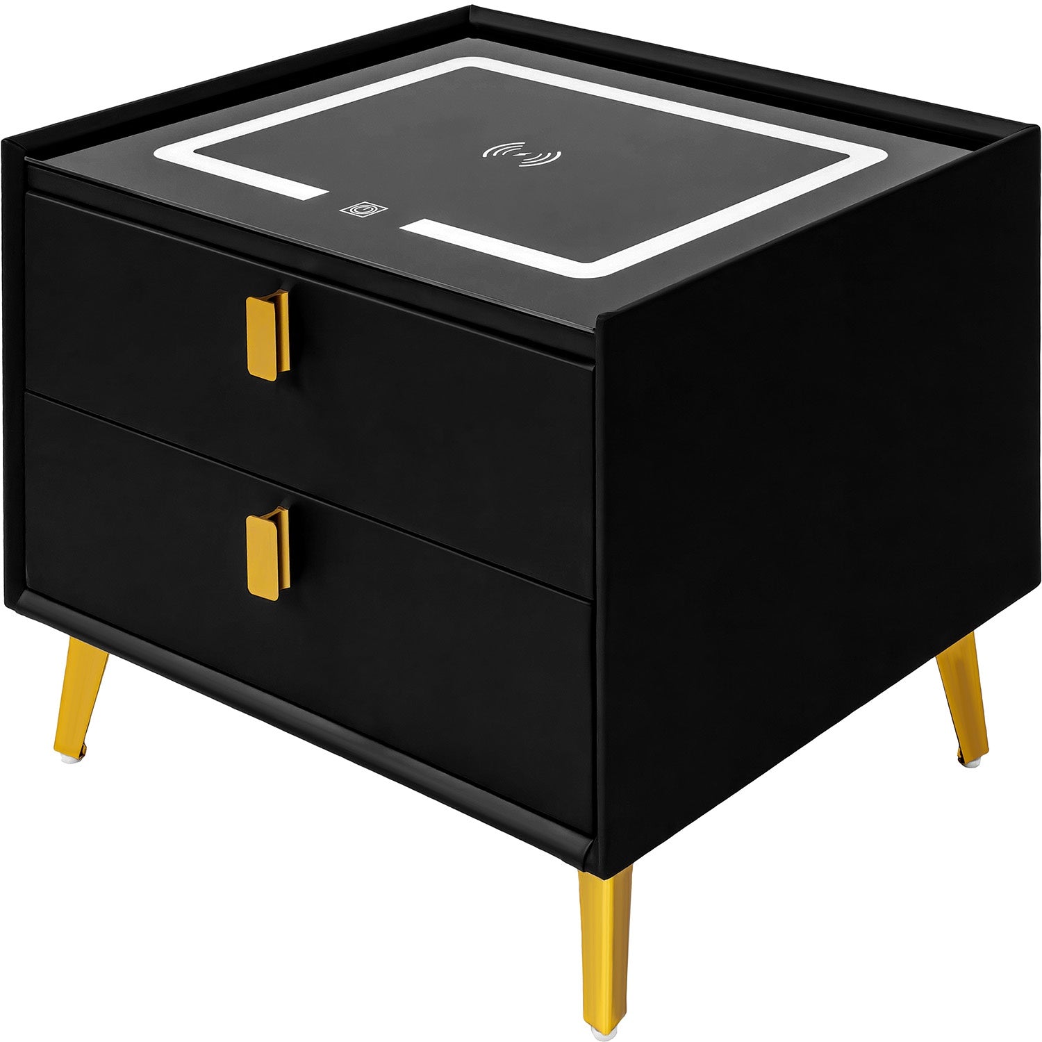 Mesa Noche Buro Negro Inteligente Cargador Inalambrico Luz Led Usb