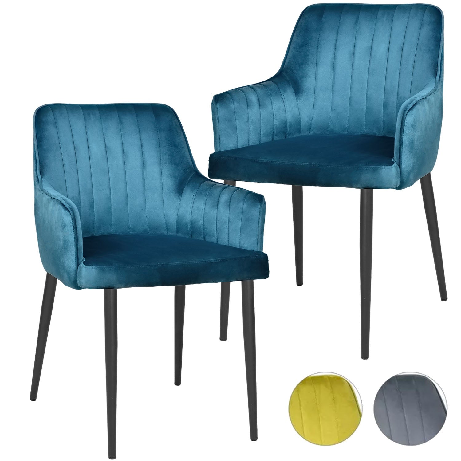 Silla Sillon Comedor Tapizado Terciopelo Moderno Azul