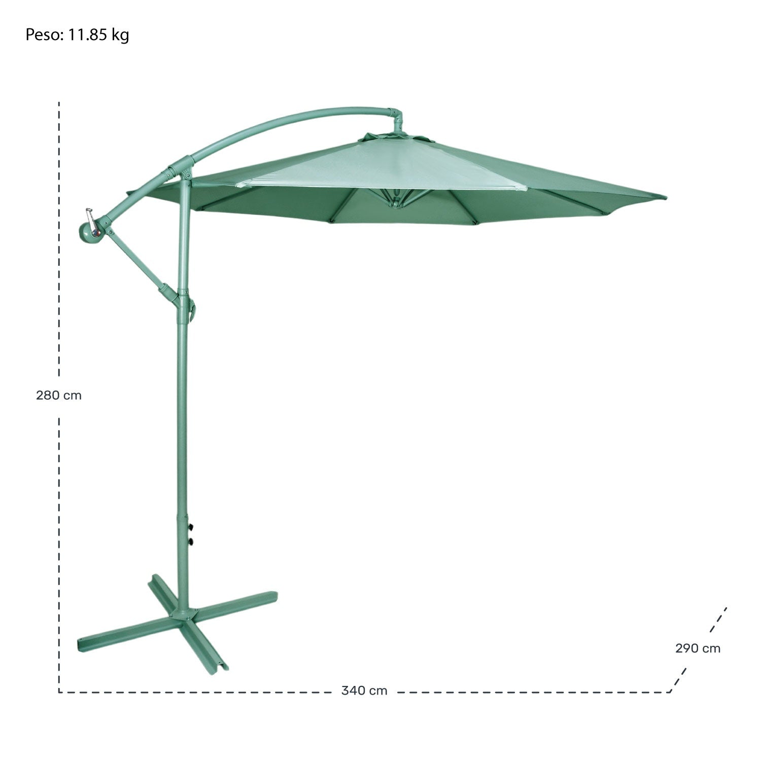 Sombrilla Moderna 2.9 M Jardin Exterior Playa Terraza Verde