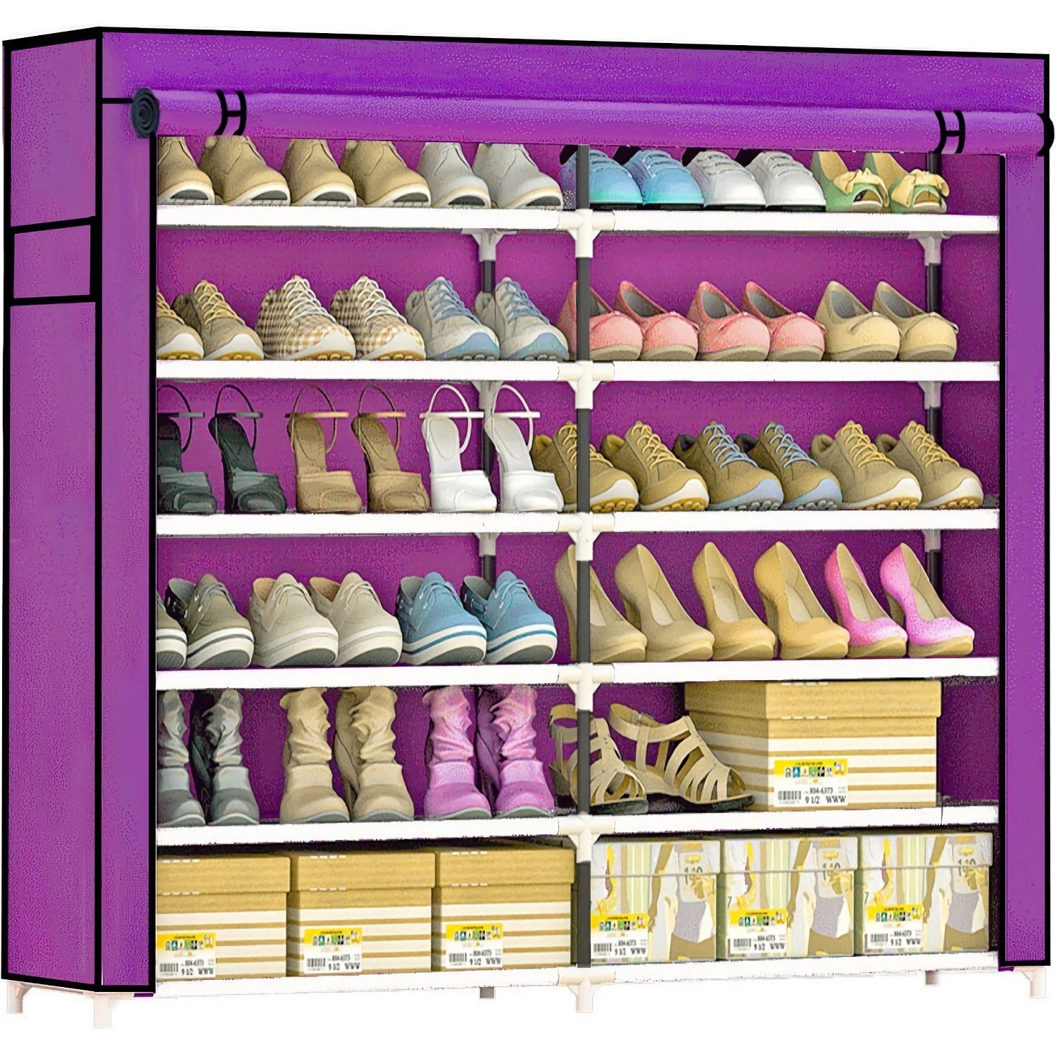 Zapatera Organizador 36 Pares Grande Compartimientos Metal Morada