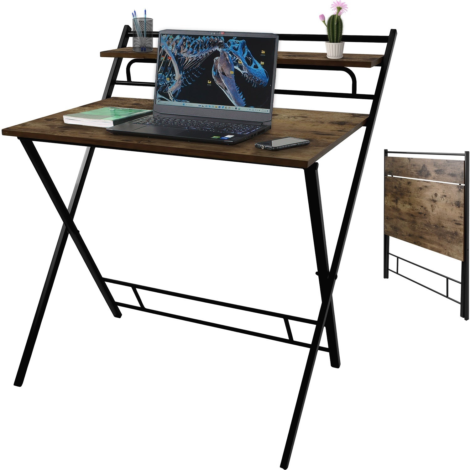 Escritorio Plegable 2 Niveles Mesa Trabajo Hogar Oficina
