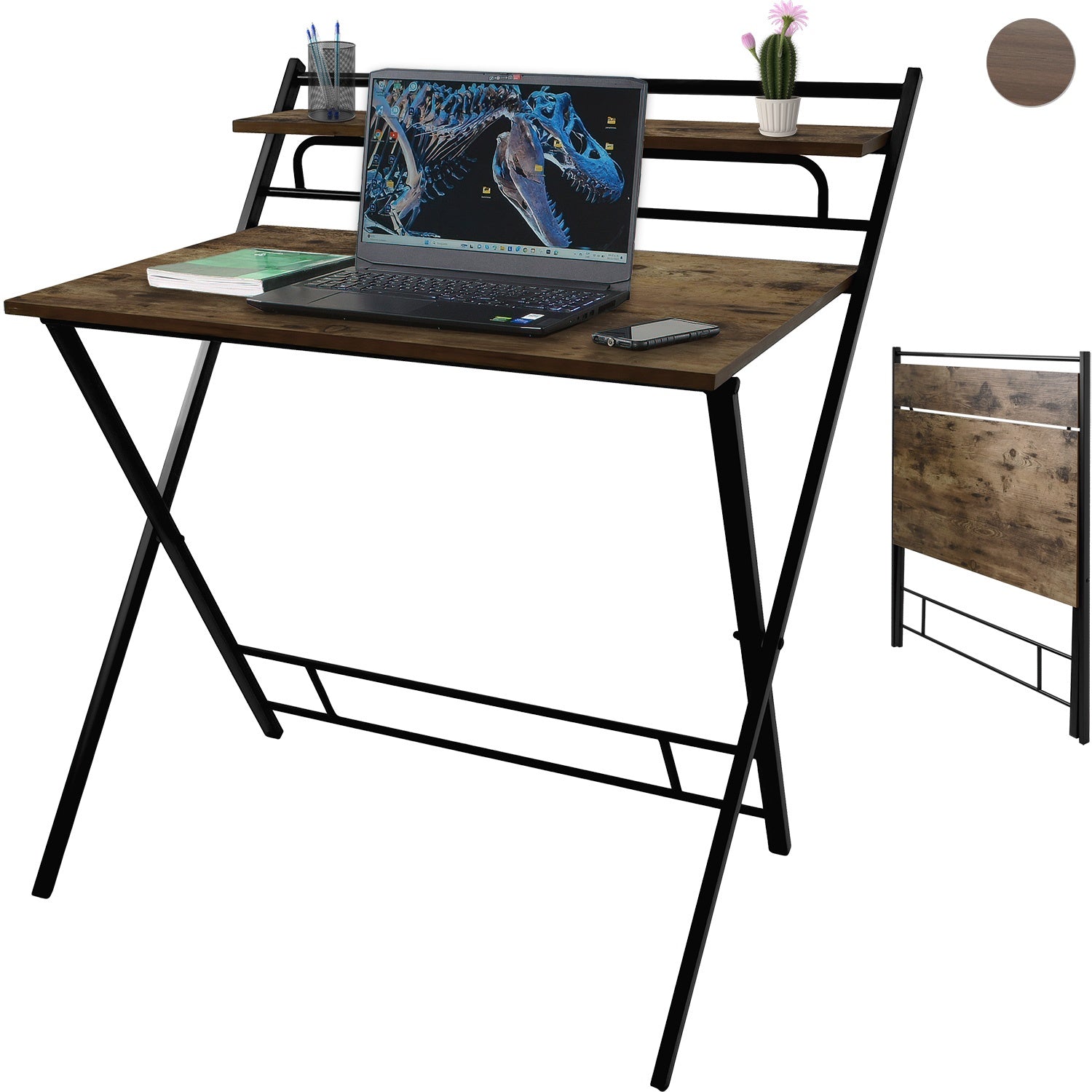 Escritorio Plegable 2 Niveles Mesa Trabajo Hogar Oficina