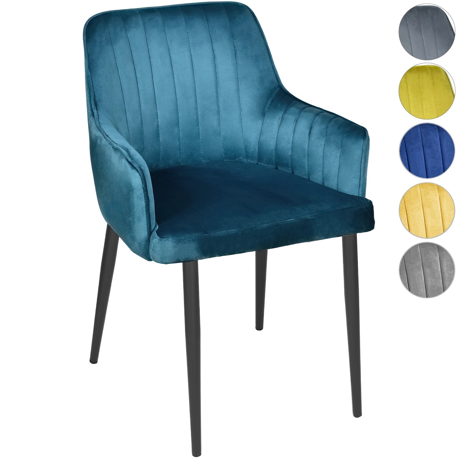 Silla Sillon Comedor Tapizado Terciopelo Moderno Azul