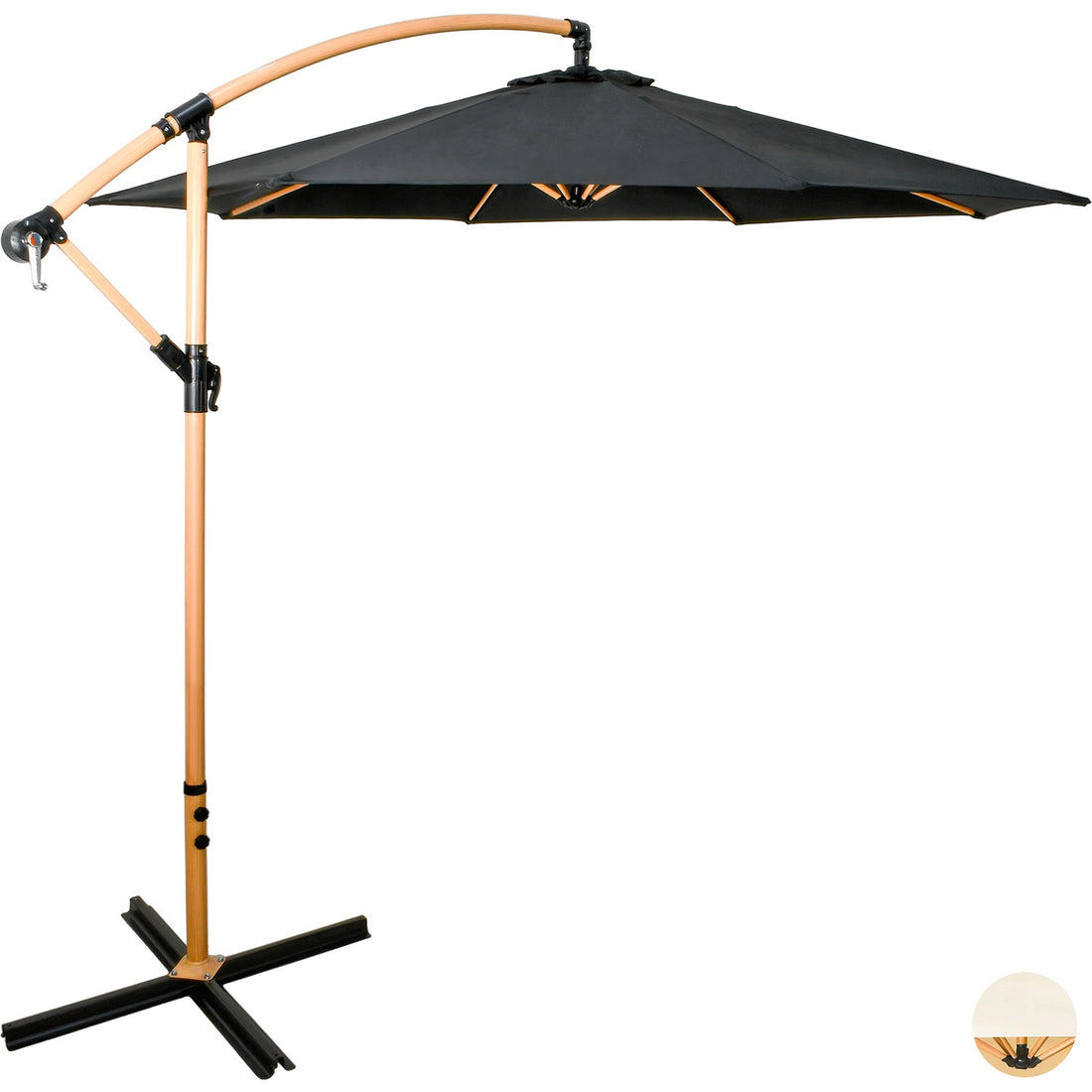 Sombrilla Tipo Madera Jardin Exterior 2.9m Playa Terraza Color Negro