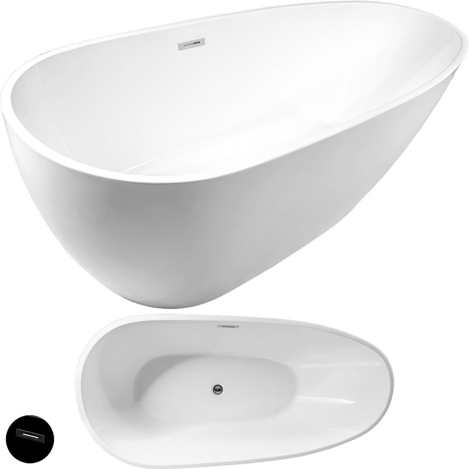 Tina Baño Bañera Fibra Vidrio Lujo Minimalista 283l 169x78 Blanca