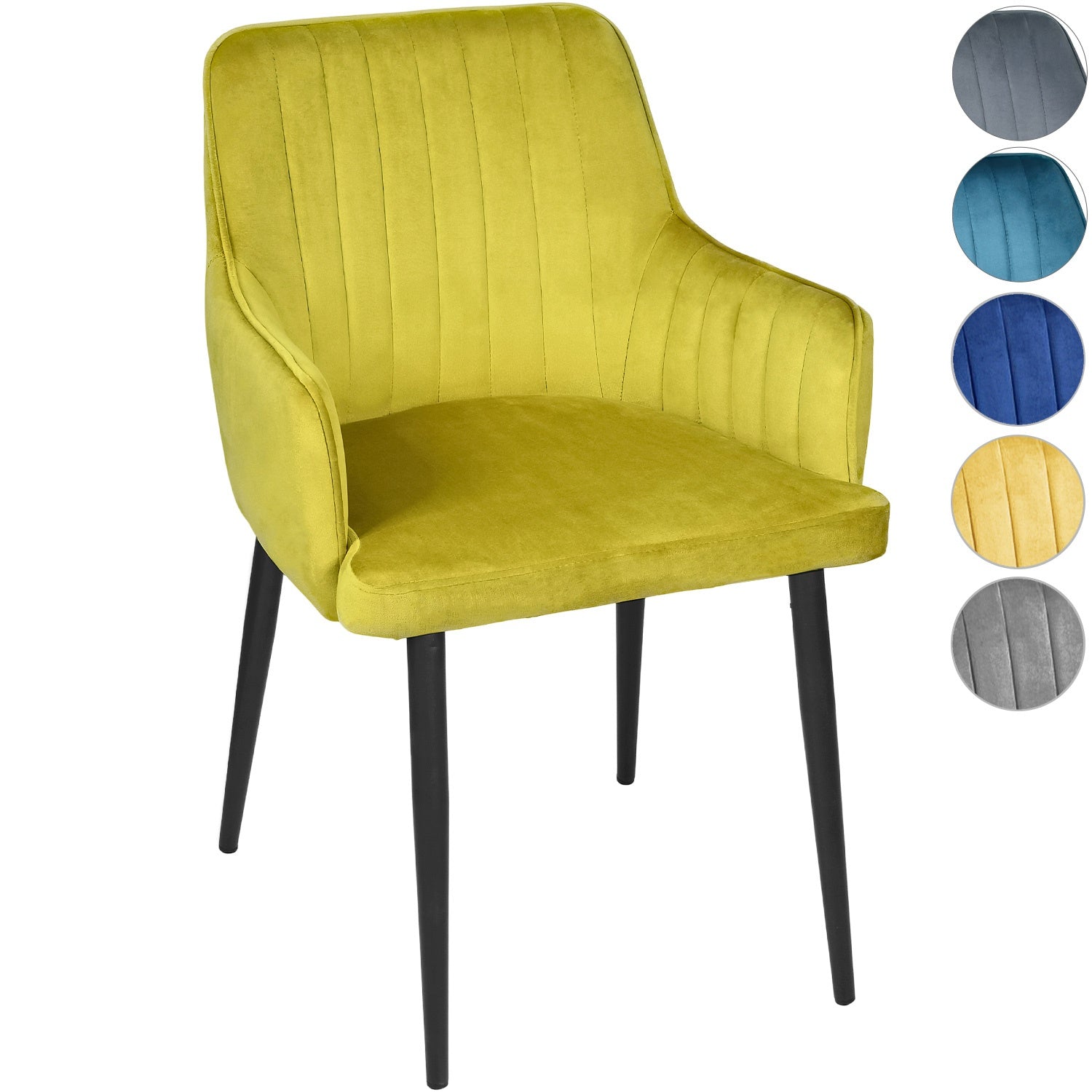 Silla Sillon Comedor Tapizado Terciopelo Moderno Amarillo