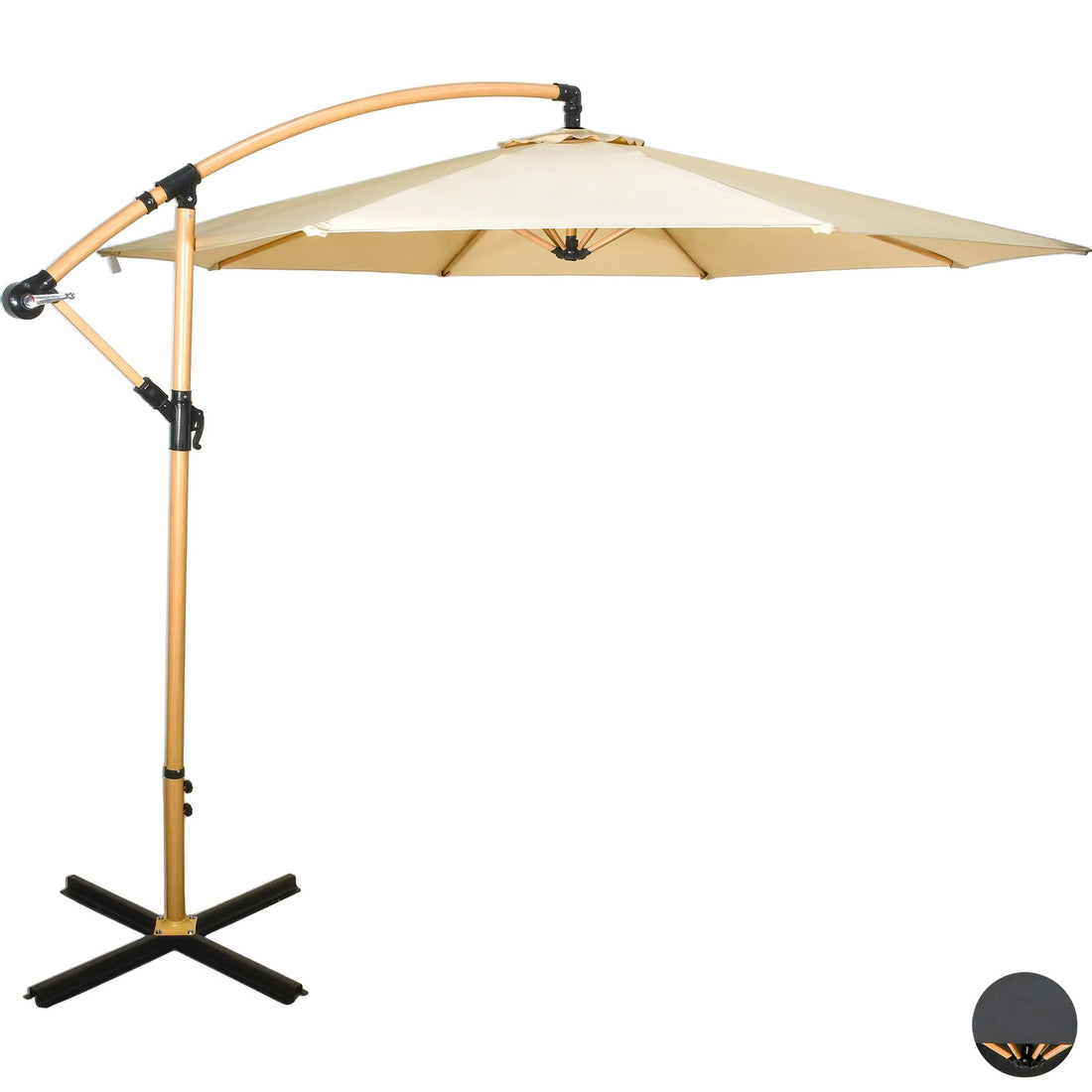 Sombrilla Tipo Madera Jardin Exterior 2.9m Playa Terraza Color Beige