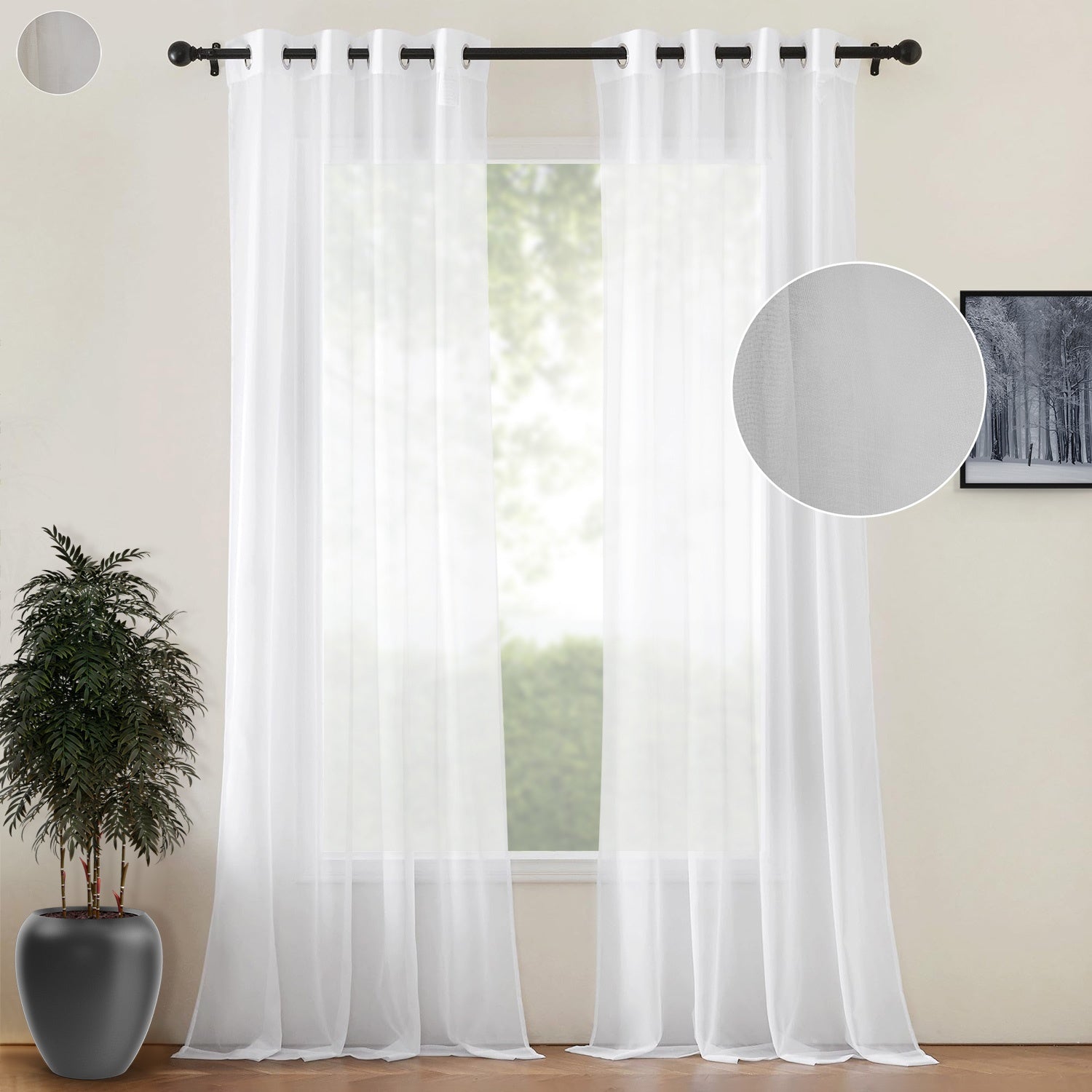 Cortinas Traslucidas Lino Texturizado Ventanas 270x215cm 2pz