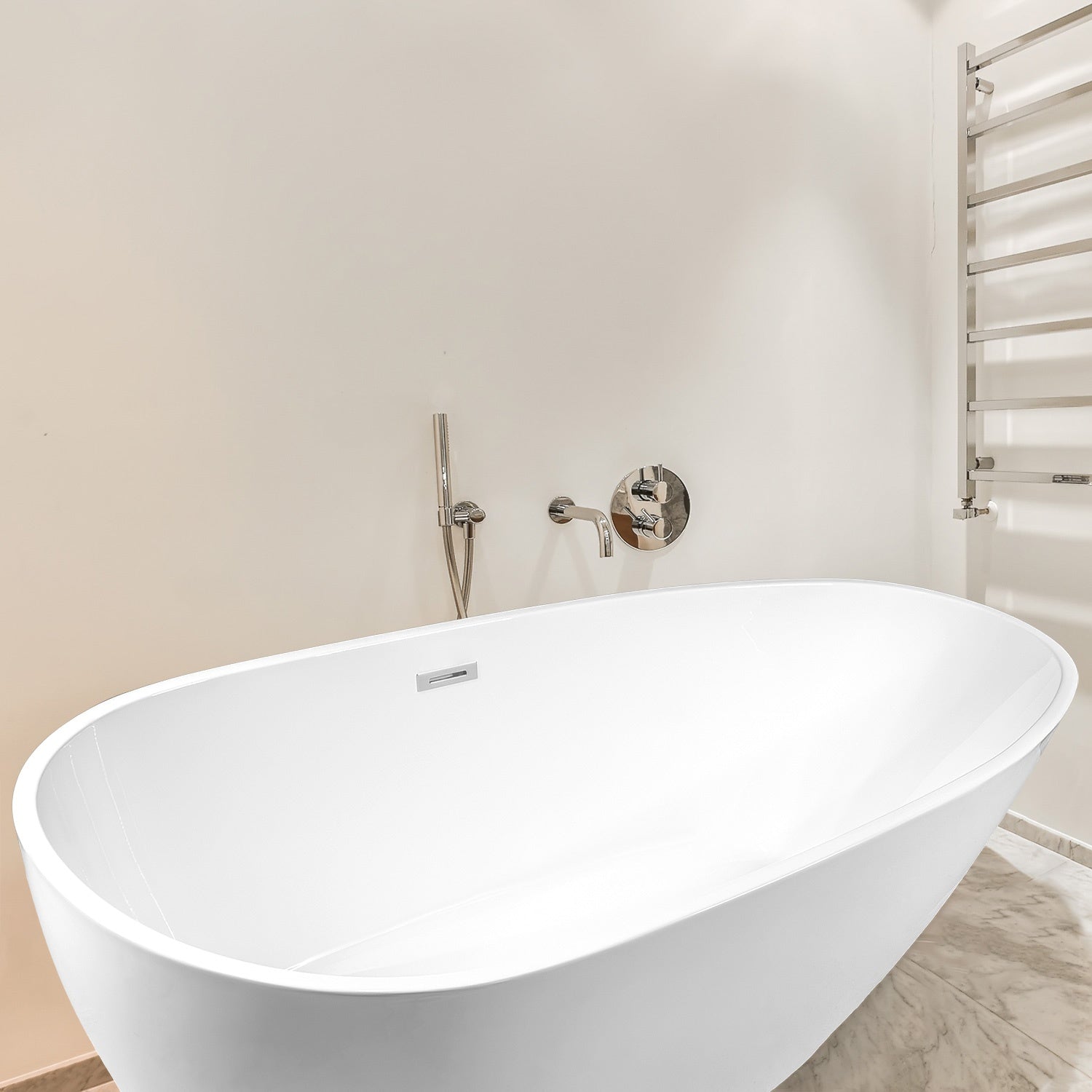 Tina Baño Bañera Fibra Vidrio Lujo Minimalista 283l 169x78 Blanca