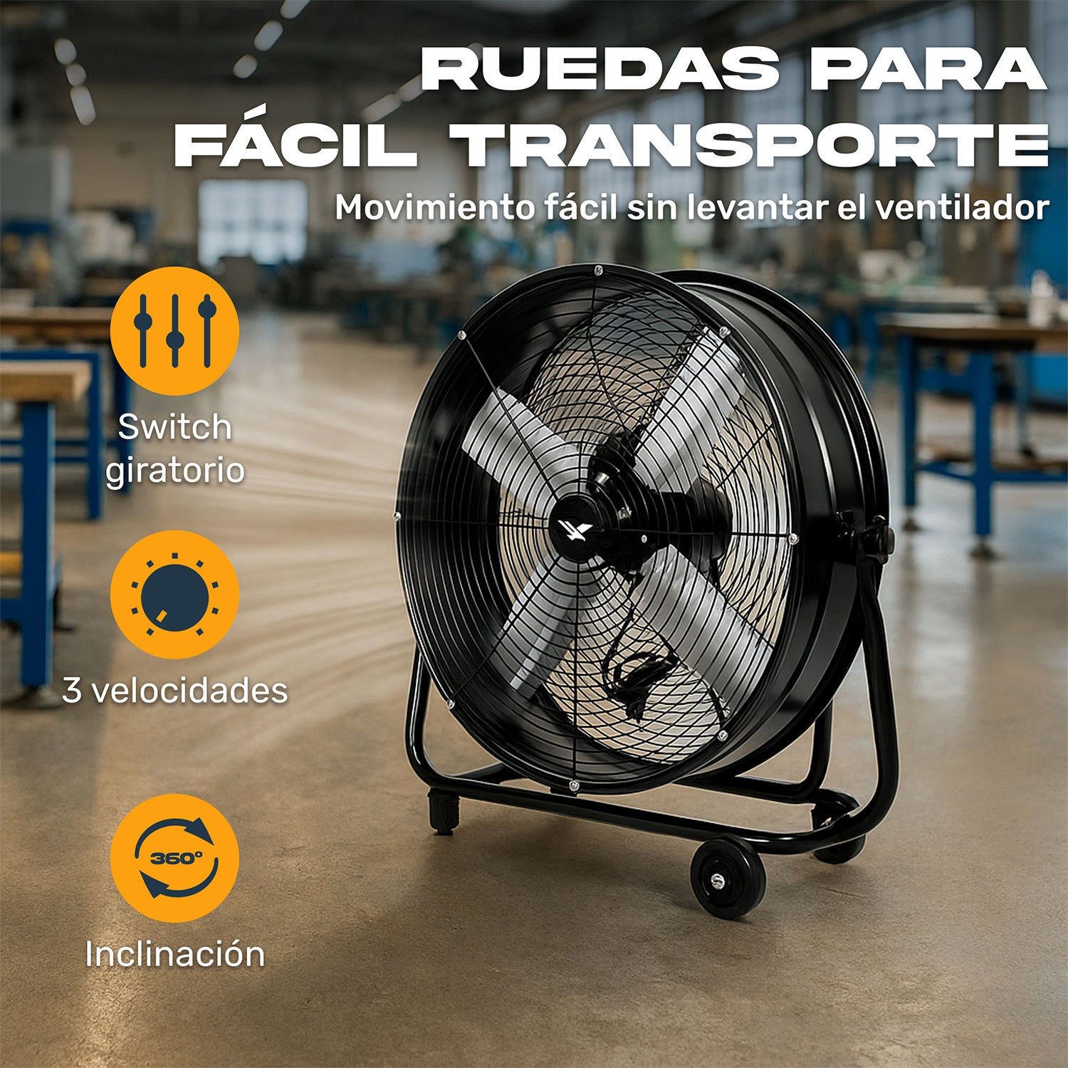 Ventilador Industrial Gutstark Metalico Piso 180w 2 Velocidades 30&