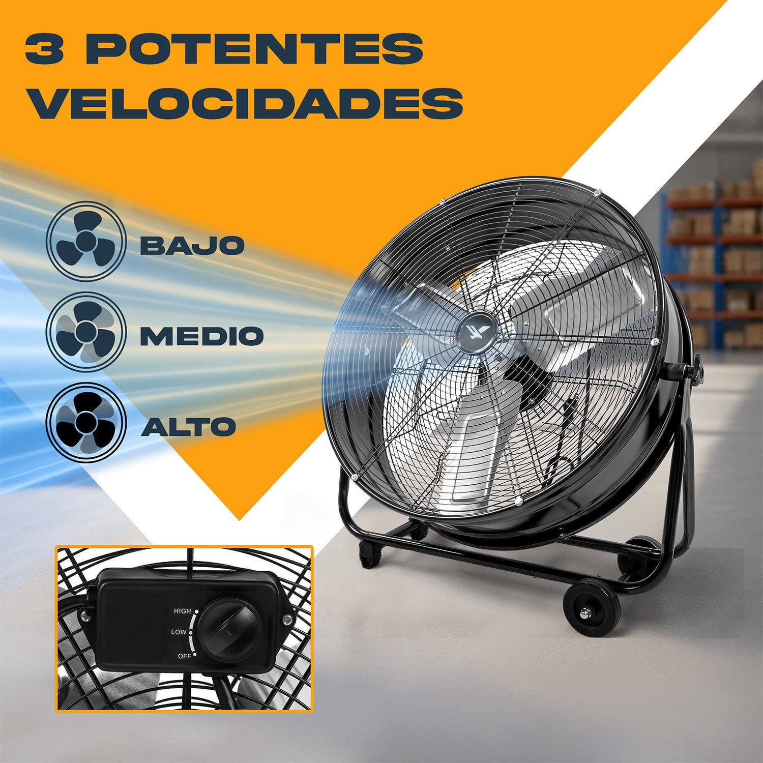 Ventilador Industrial Gutstark Metalico Piso 180w 2 Velocidades 30&