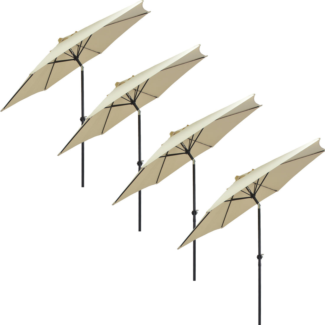 Sombrilla Jardin Playa 2.7 Metros Kit 4 Piezas Con Angulo