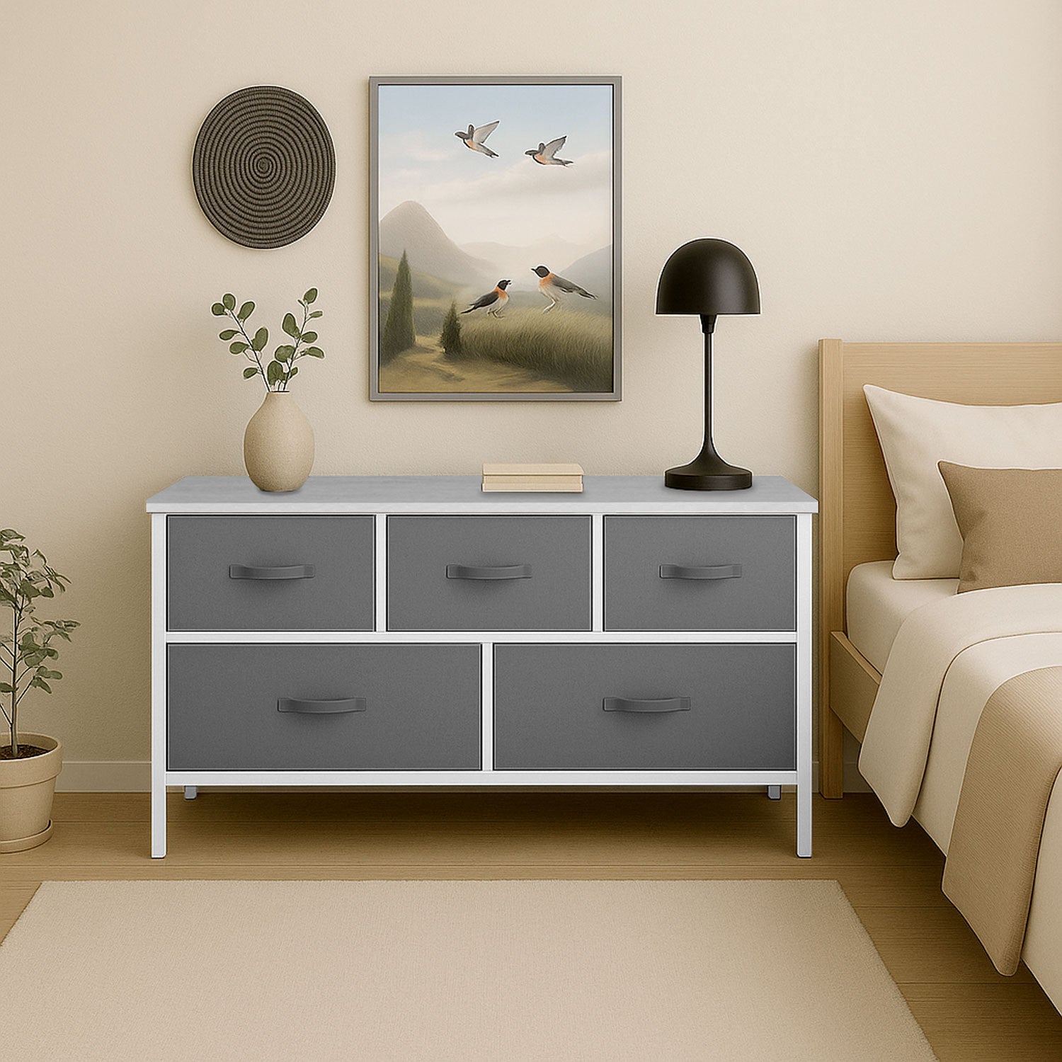 Mueble Buro Organizador Comoda Tela Metal 5 Cajoneras