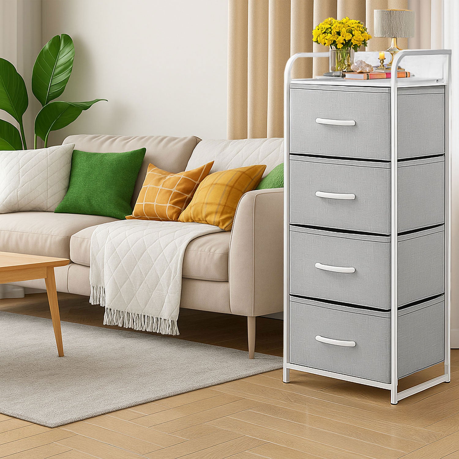 Mueble Buro Torre Mueble Moderno Organizador 4 Cajones Tela
