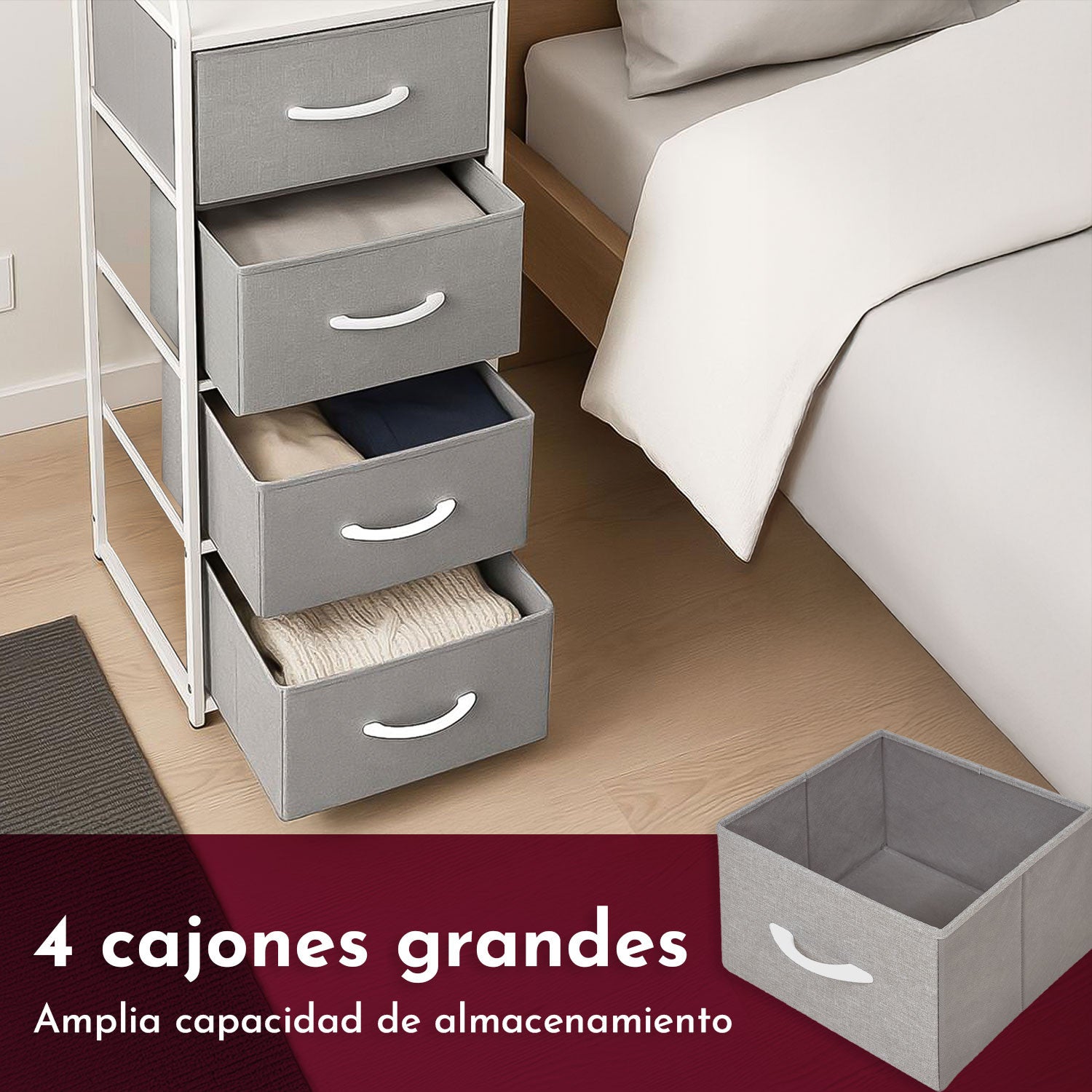 Mueble Buro Torre Mueble Moderno Organizador 4 Cajones Tela
