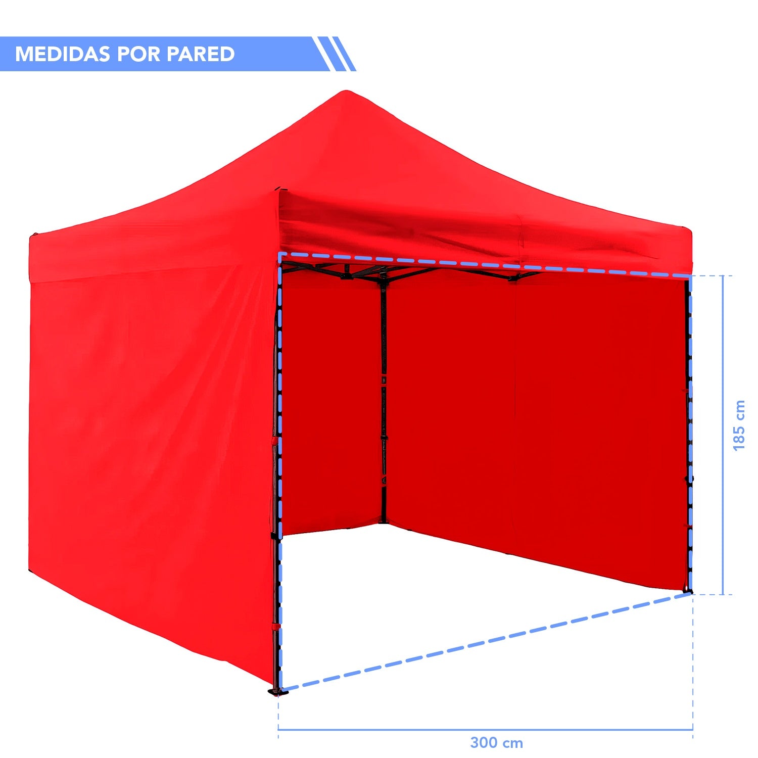 Carpa Paredes Roja Lona 3m X 3m Plegable Toldo Impermeable