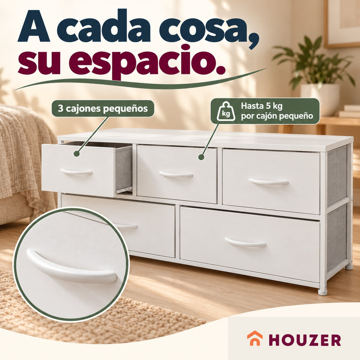 Comoda Cajonera Horizontal 5 Cajones Organizador Acero Nordico