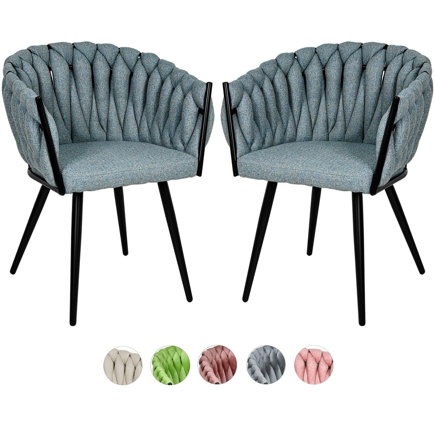 Silla Comedor Patron Tejido Elegante Moderno Verde Petróleo