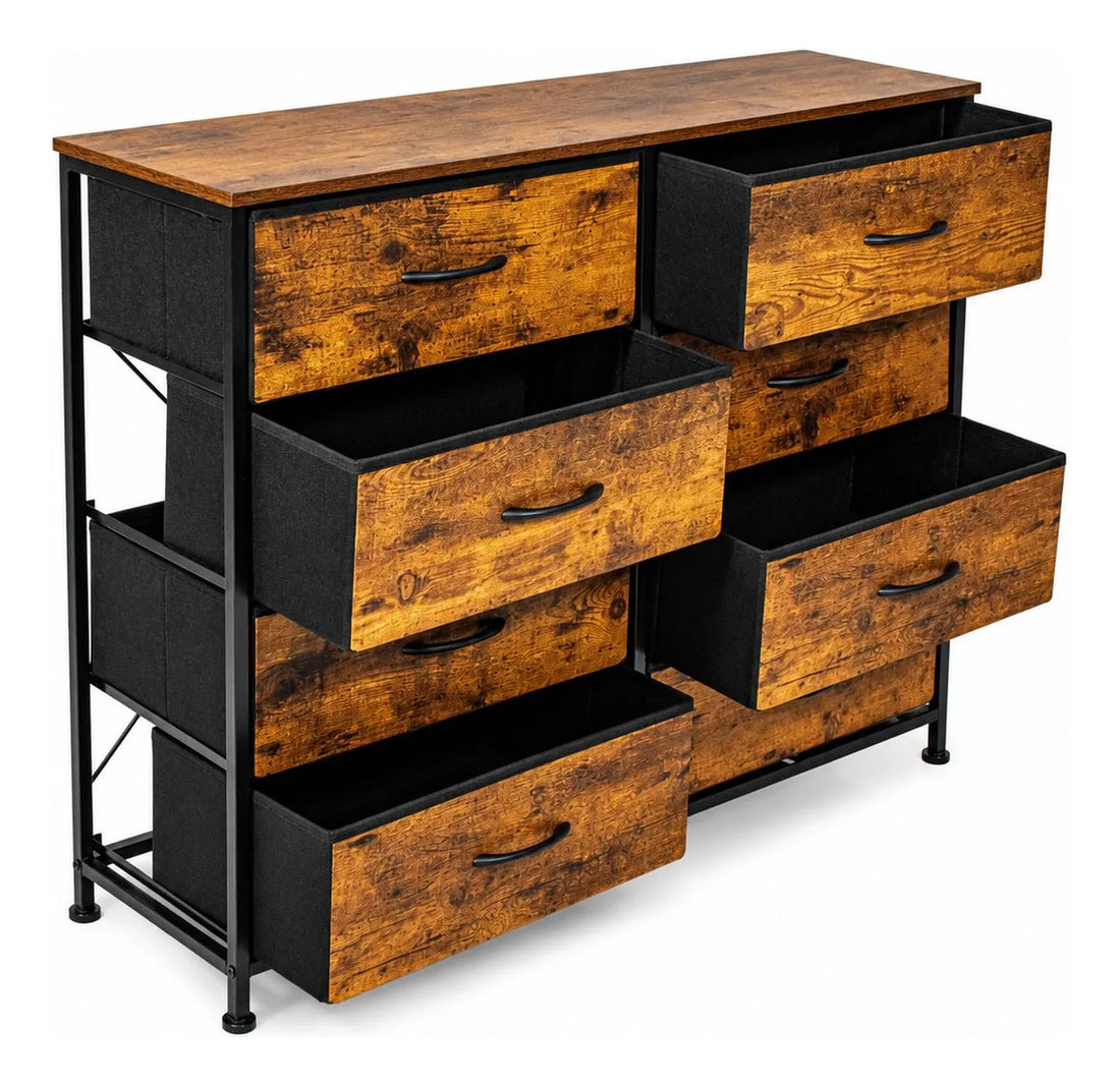 Comoda Cajonera Industrial Country 8 Cajones Organizador Marrón
