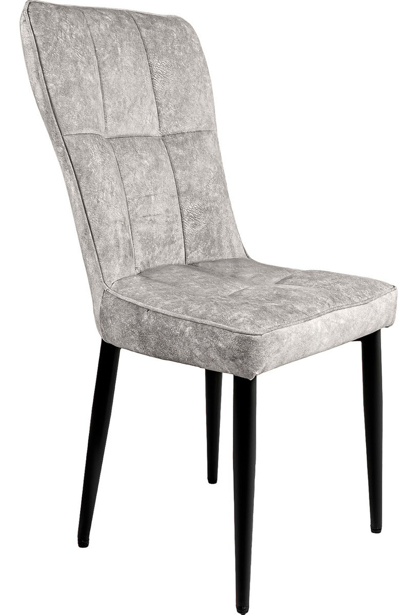 Set 4 Sillas Comedor Altas Vinipiel Modernas Tapizadas Estructura de la silla Negro Asiento Gris