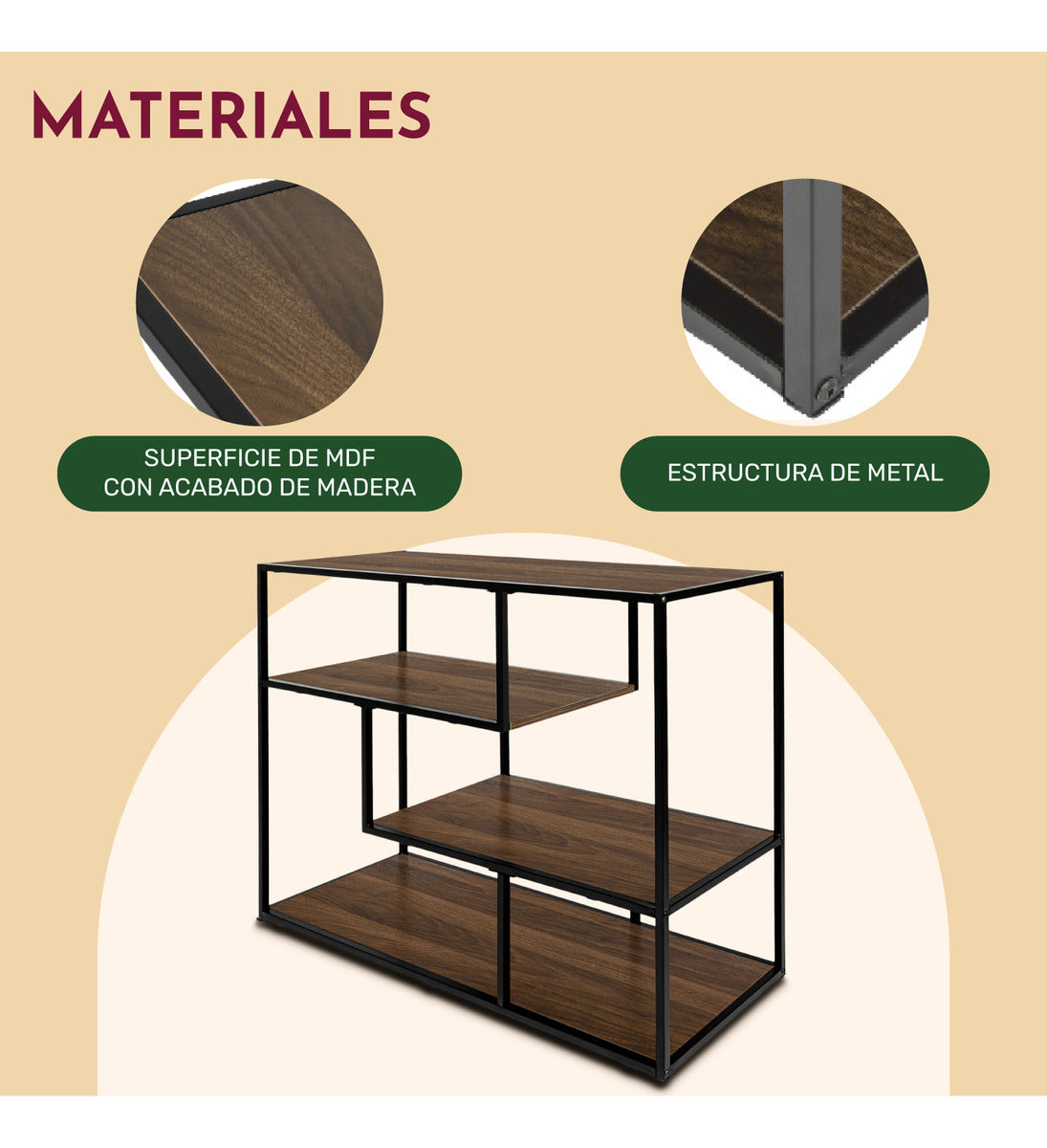 Estante Librero Organizador Mueble 4 Niveles Color Cafe