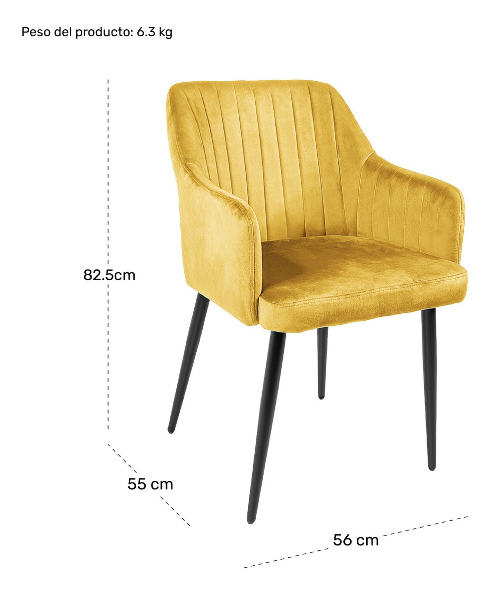 Set 2 Sillas Comedor Sillones Terciopelo Acolchadas Modernas