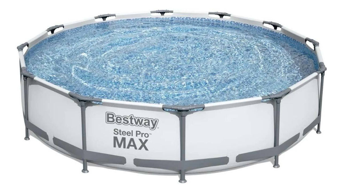 Alberca Estructural Circular Steel Pro 366cm + Bomba Bestway Color Gris Piedra Prismática