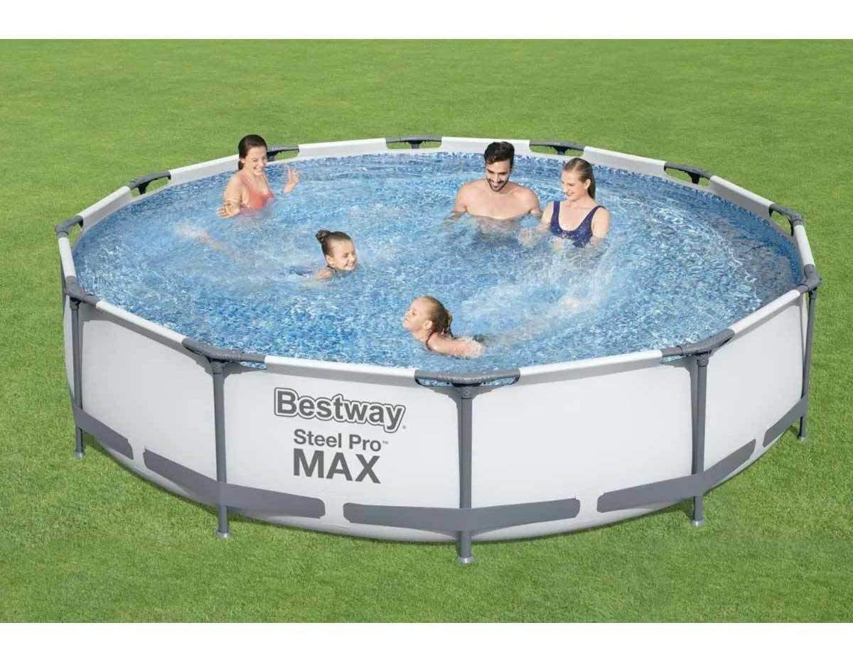Alberca Estructural Circular Steel Pro 366cm + Bomba Bestway Color Gris Piedra Prismática