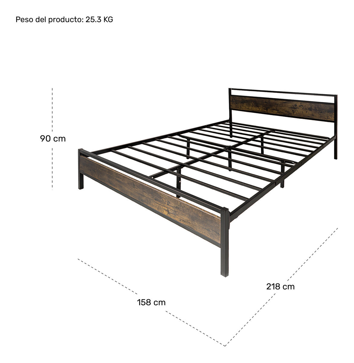 Base Cama Queen Recamara 2 Buros Country Modernos