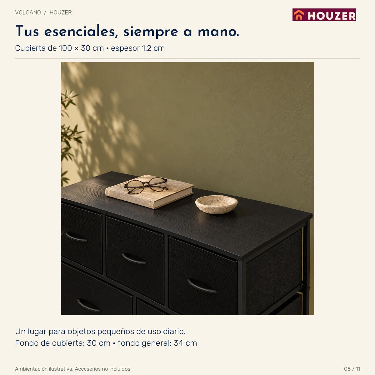 Comoda Cajonera Vertical 9 Cajones Organizador Ropa Recamara Negro