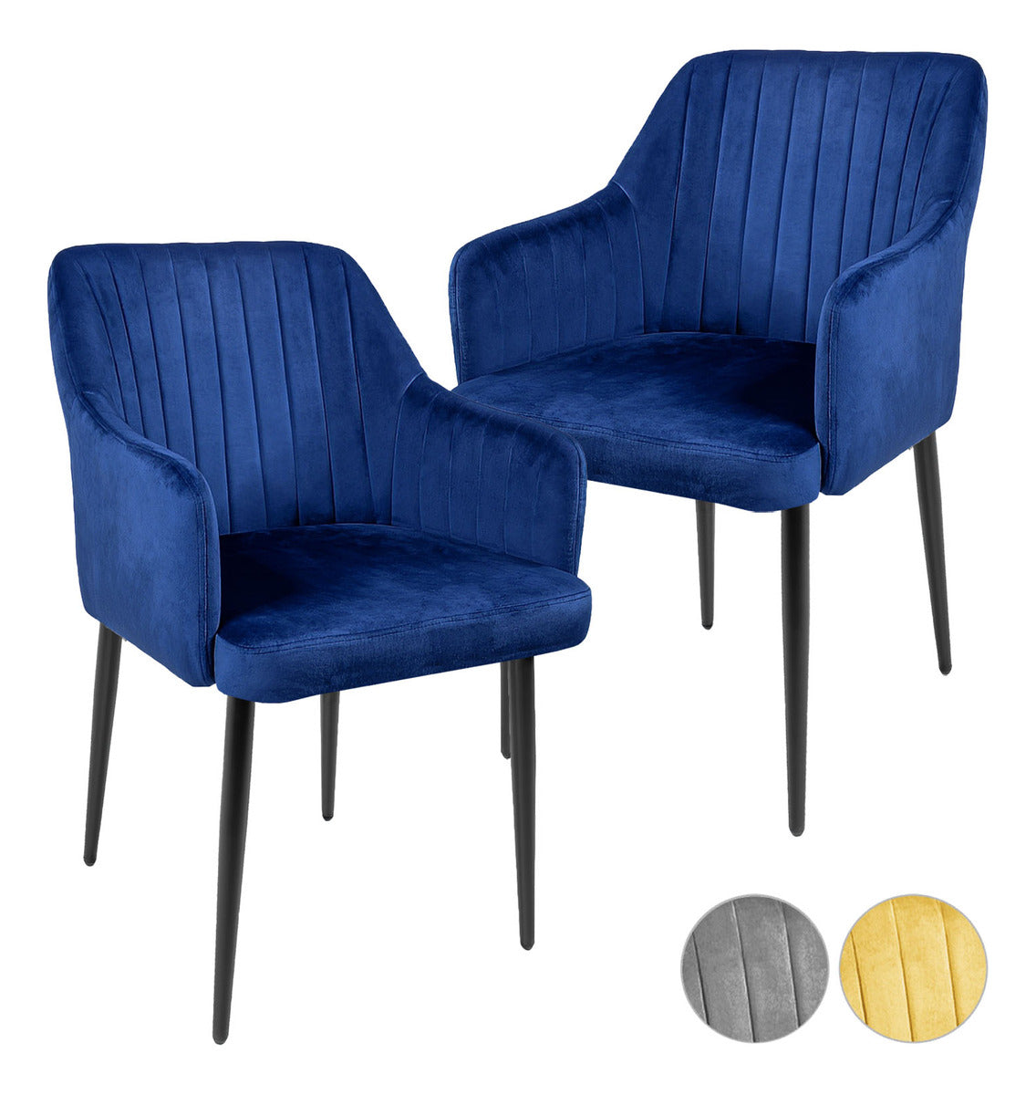 Set 2 Sillas Comedor Sillones Terciopelo Acolchadas Modernas
