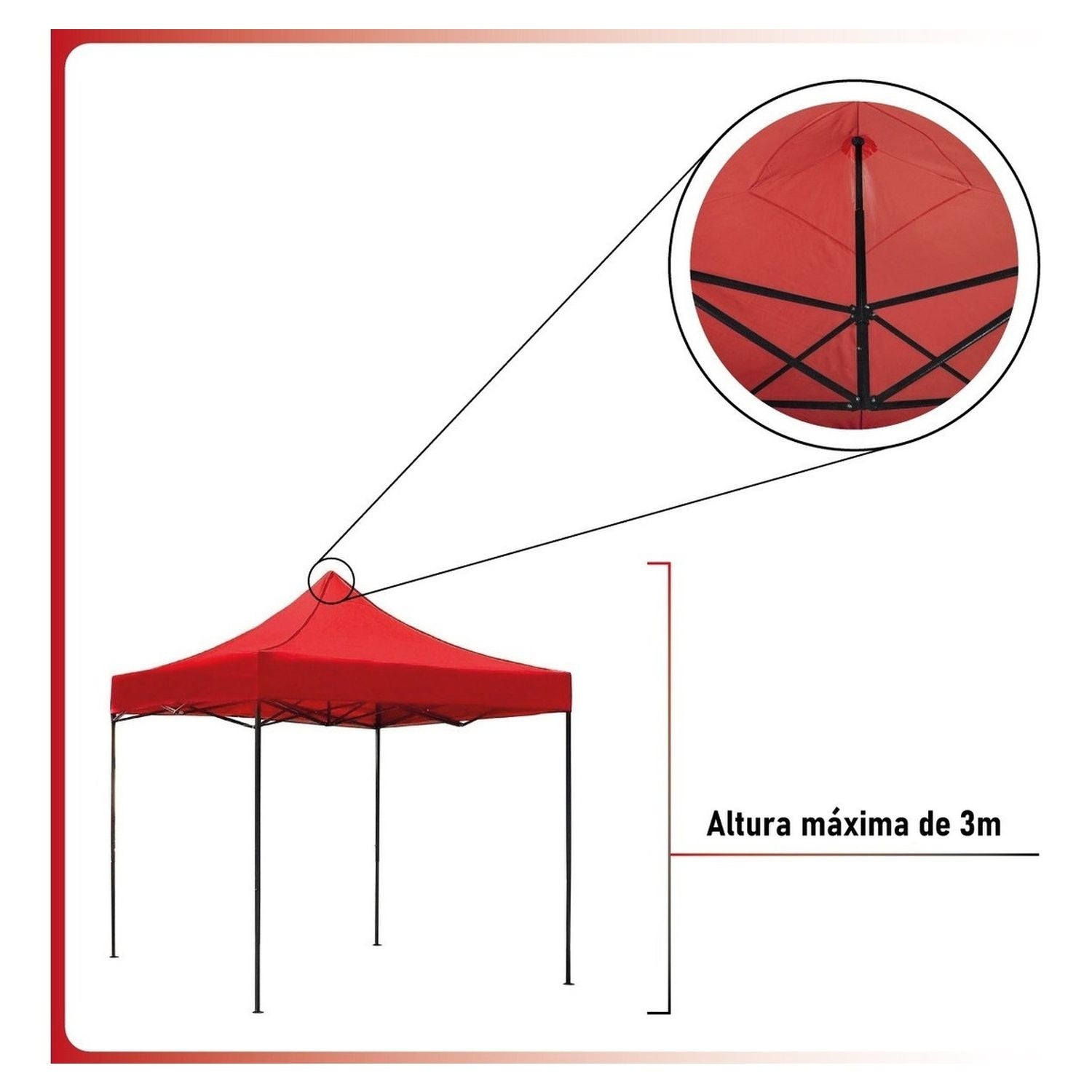 Carpa Toldo 3x3 Reforzado Plegable Impermeable Jardin 3 X 3 Roja