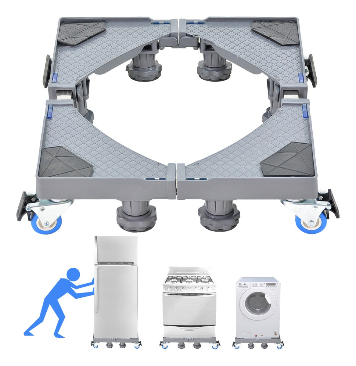 Base ajustable multifuncional móvil con ruedas para lavadora