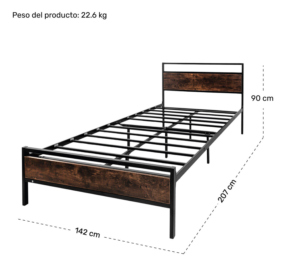 Base Cama Matrimonial Recamara 2 Buros Country Modernos
