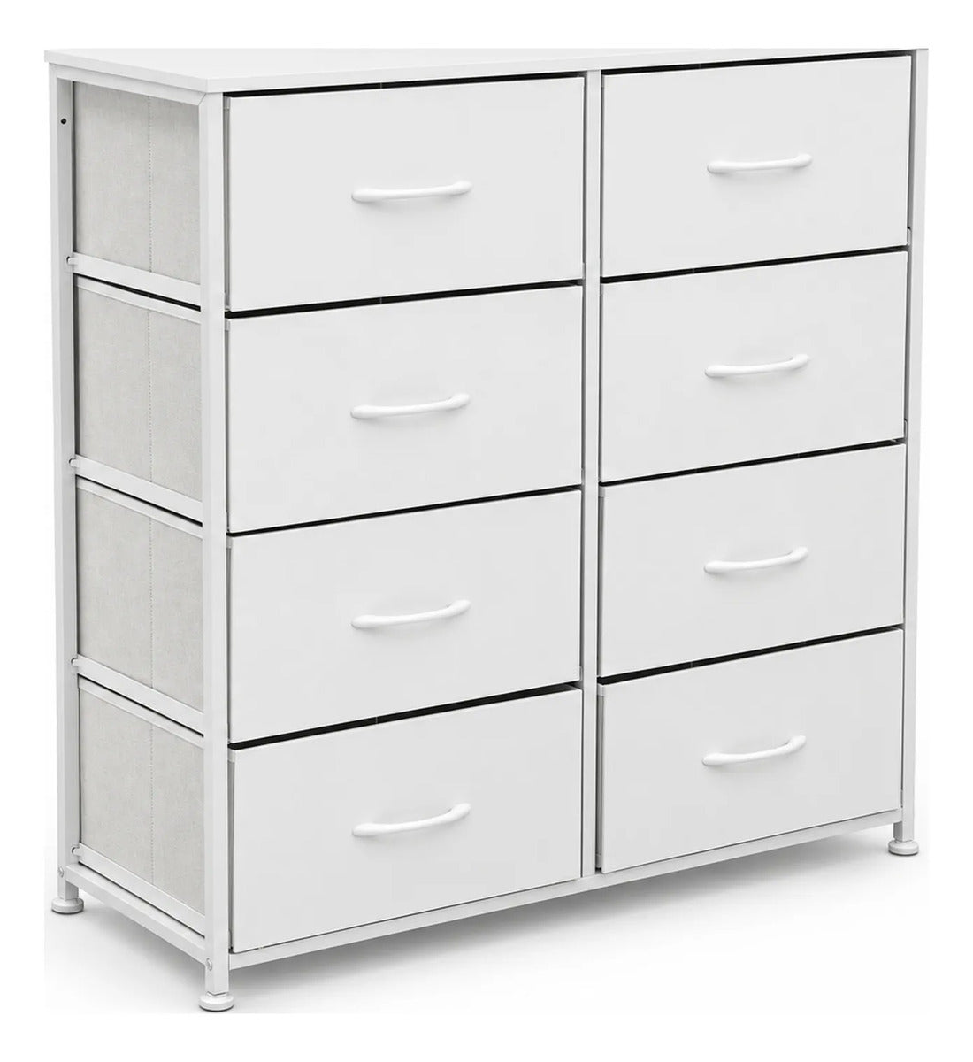 Comoda Cajonera Organizador Vertical 8 Cajones Acero Repisa Blanco