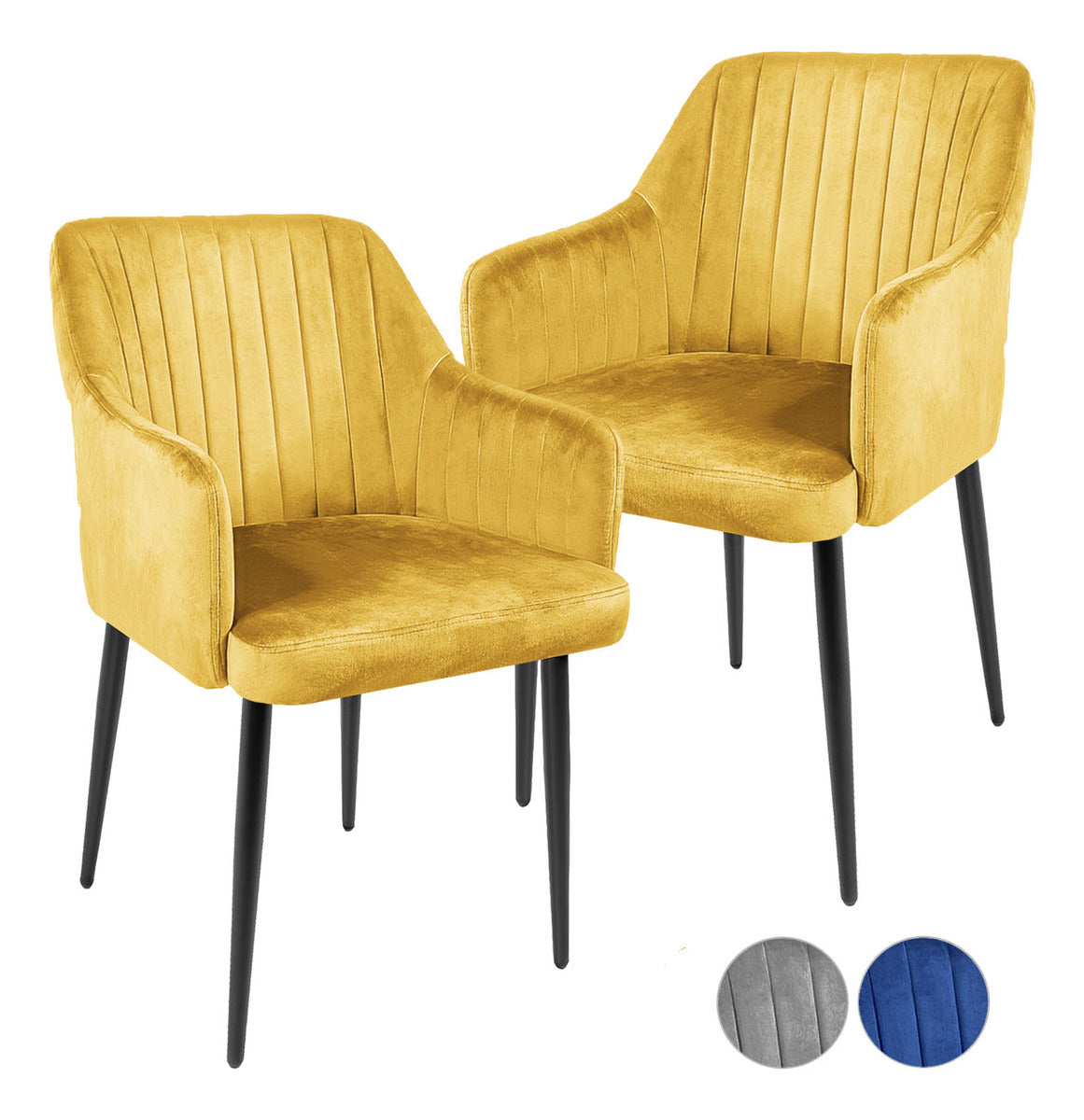 Set 2 Sillas Comedor Sillones Terciopelo Acolchadas Modernas