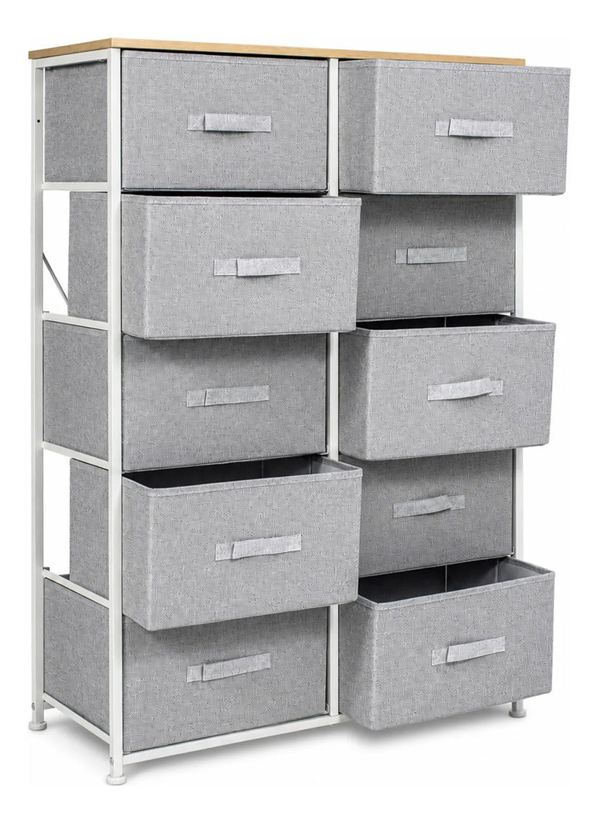 Comoda Cajonera 10 Cajones Estructura Acero Soporte 100 Kg Gris