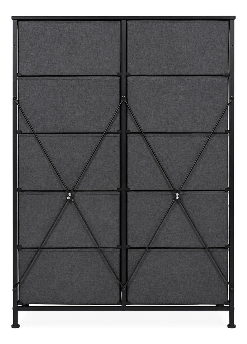 Comoda 10 Cajones Estructura Acero Cajonera Organizadora Gris